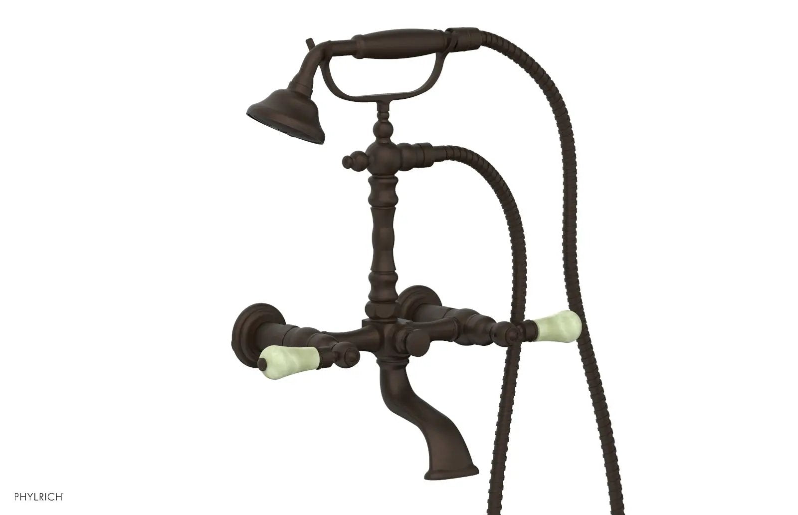 Phylrich REGENT Exposed Tub & Hand Shower -Green Onyx Handle by Phylrich
