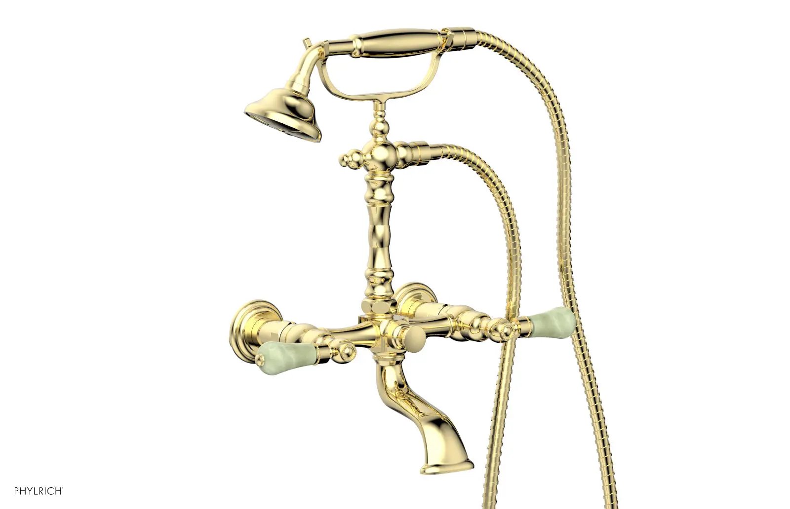 Phylrich REGENT Exposed Tub & Hand Shower -Green Onyx Handle by Phylrich