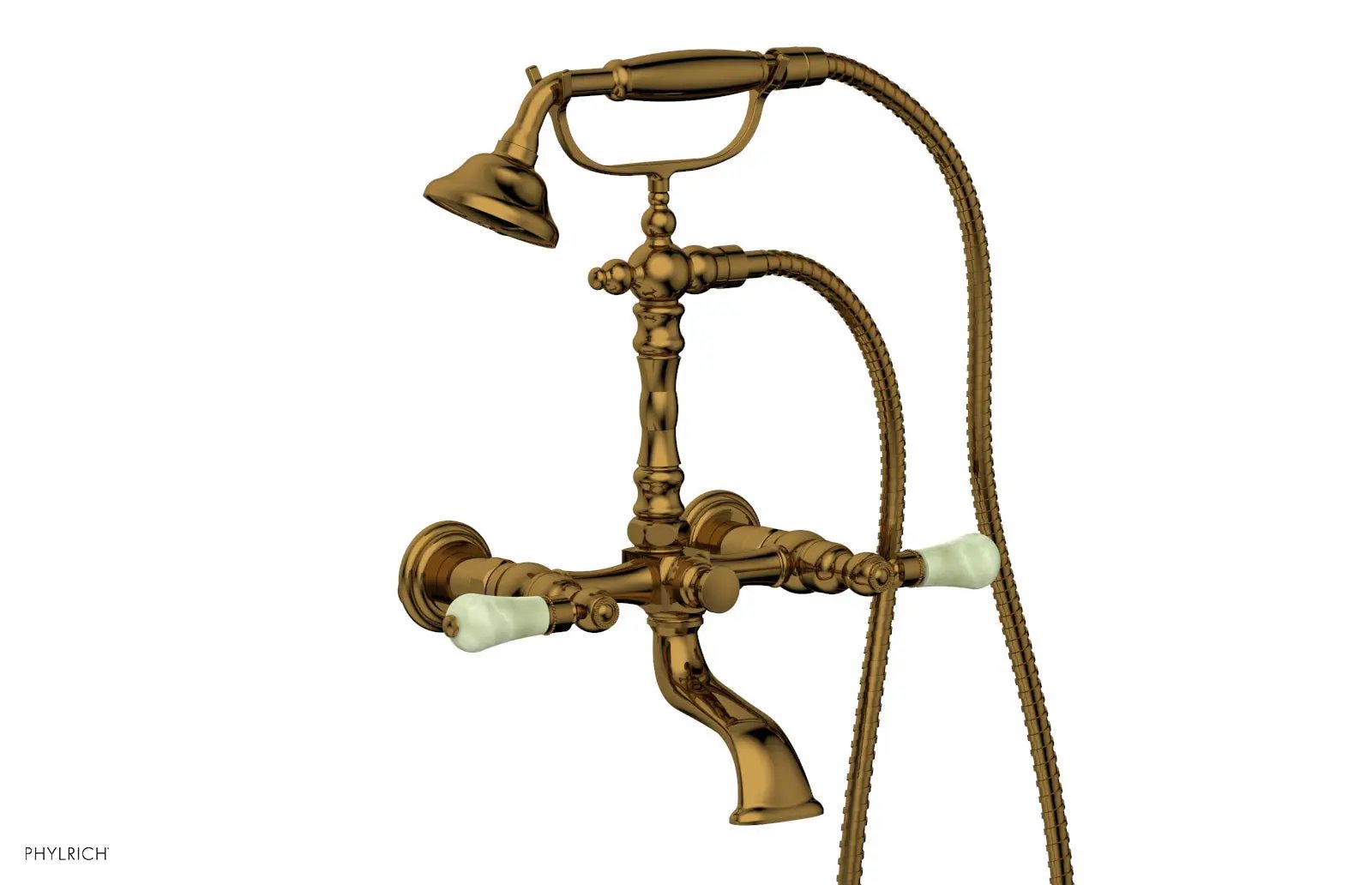 Phylrich REGENT Exposed Tub & Hand Shower -Green Onyx Handle by Phylrich