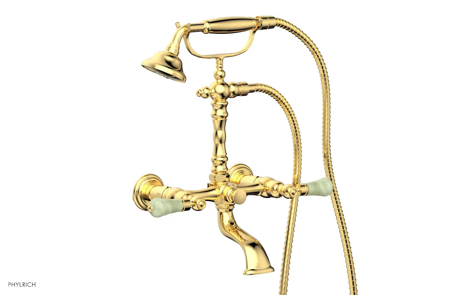 Phylrich REGENT Exposed Tub & Hand Shower -Green Onyx Handle by Phylrich
