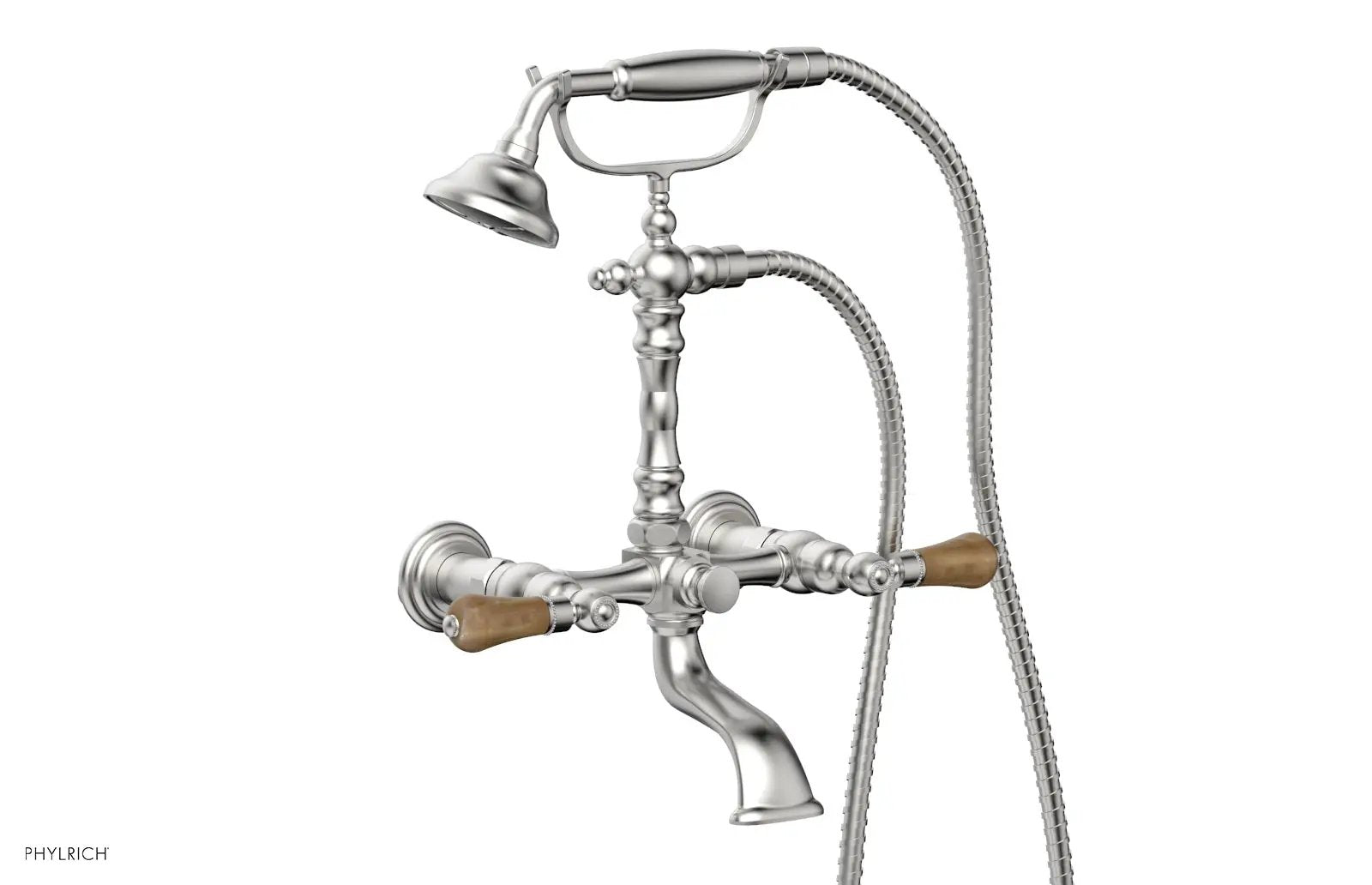Phylrich REGENT Exposed Tub & Hand Shower - Montaione Brown Onyx Handle by Phylrich