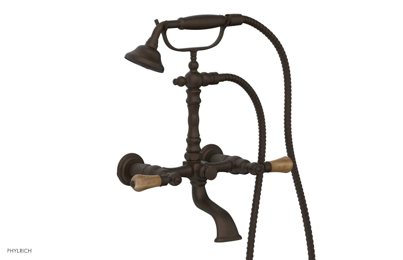 Phylrich REGENT Exposed Tub & Hand Shower - Montaione Brown Onyx Handle by Phylrich