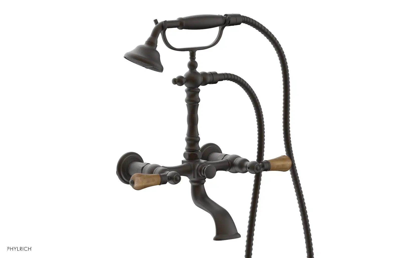 Phylrich REGENT Exposed Tub & Hand Shower - Montaione Brown Onyx Handle by Phylrich