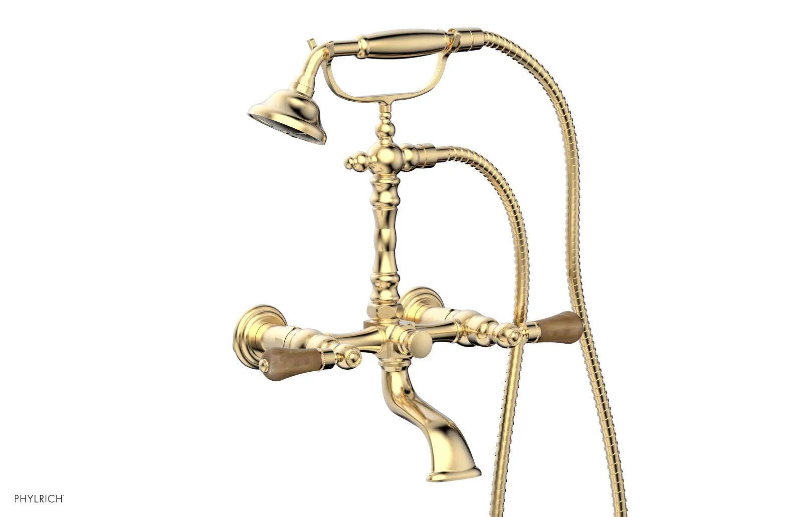 Phylrich REGENT Exposed Tub & Hand Shower - Montaione Brown Onyx Handle by Phylrich