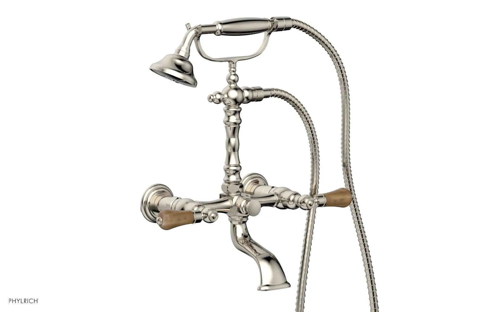 Phylrich REGENT Exposed Tub & Hand Shower - Montaione Brown Onyx Handle by Phylrich