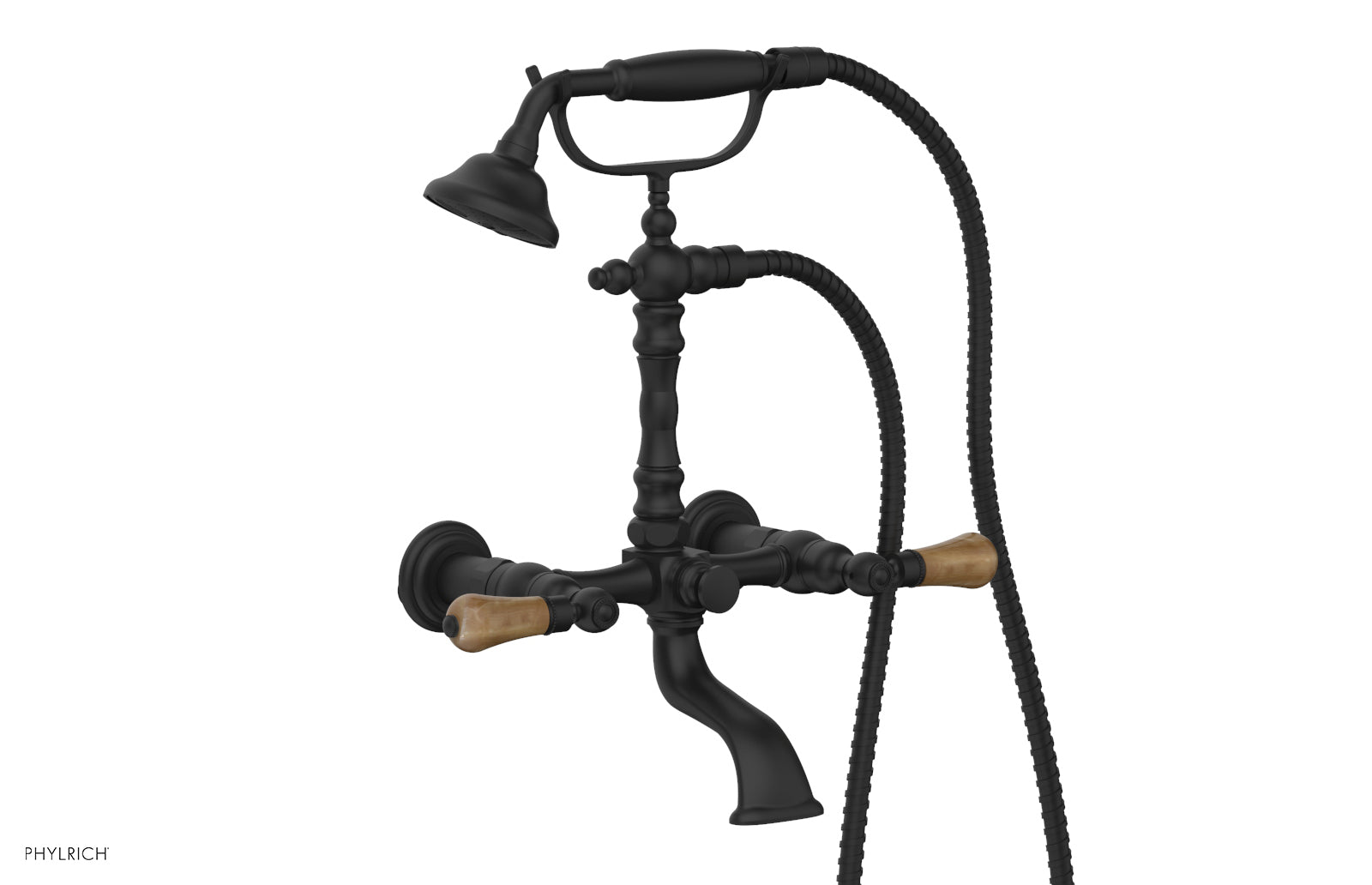 Phylrich REGENT Exposed Tub & Hand Shower - Montaione Brown Onyx Handle