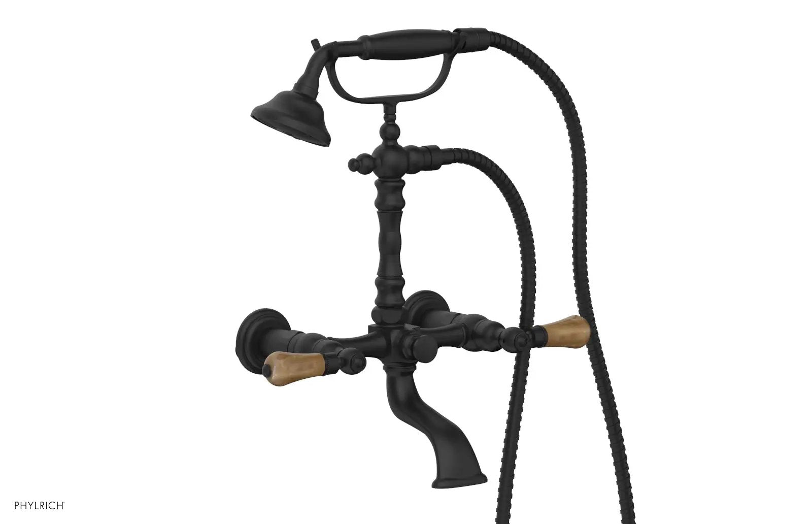 Phylrich REGENT Exposed Tub & Hand Shower - Montaione Brown Onyx Handle by Phylrich