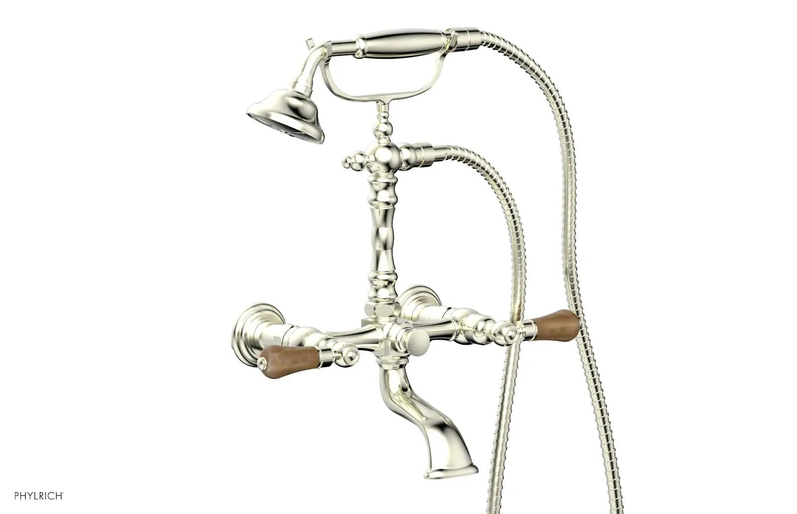 Phylrich REGENT Exposed Tub & Hand Shower - Montaione Brown Onyx Handle by Phylrich