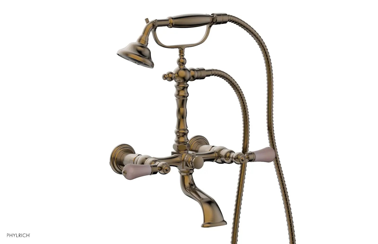 Phylrich REGENT Exposed Tub & Hand Shower - Pink Onyx Handle by Phylrich