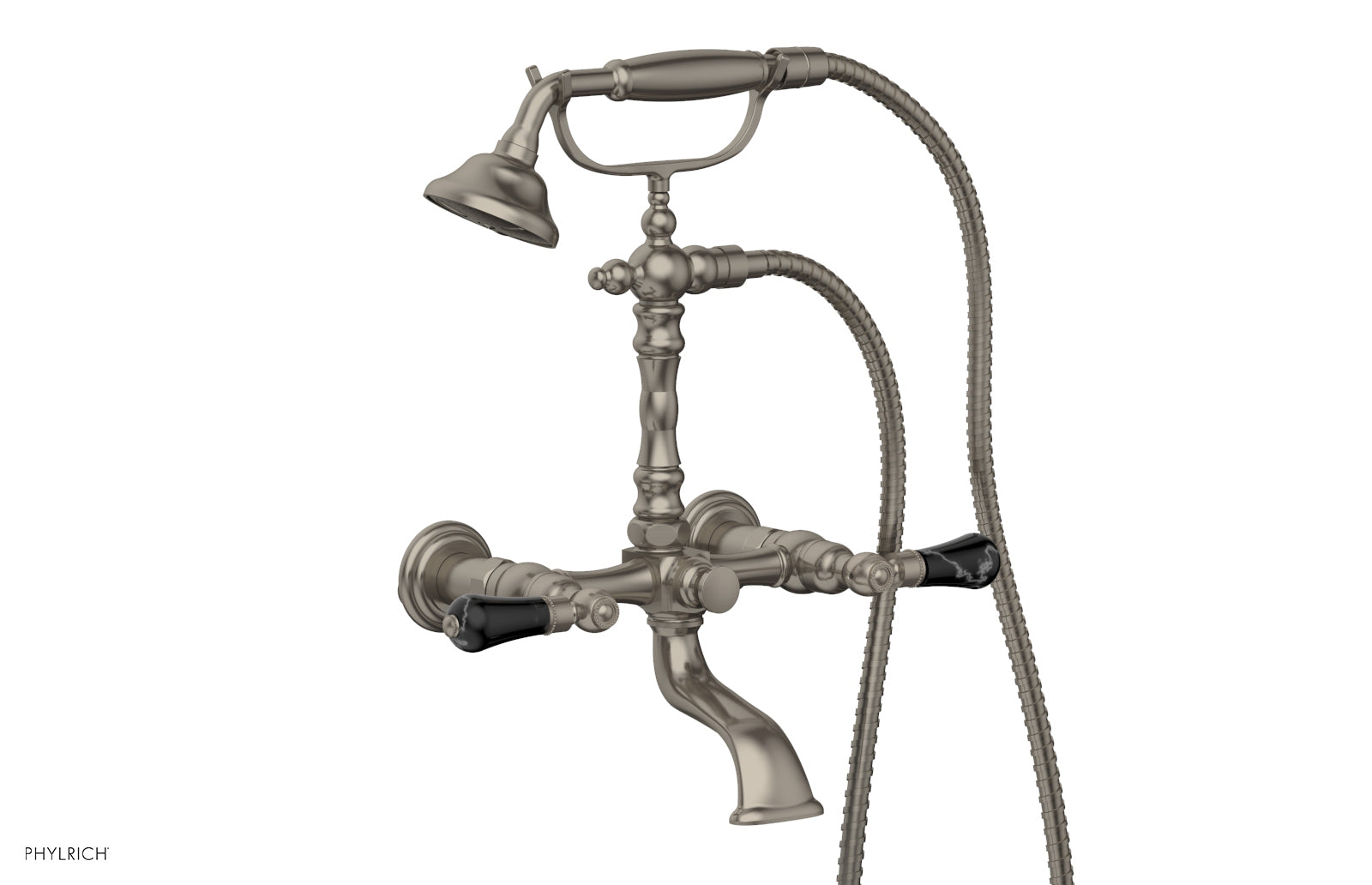 Phylrich REGENT Exposed Tub & Hand Shower - Frienze Black Onyx Handle by Phylrich