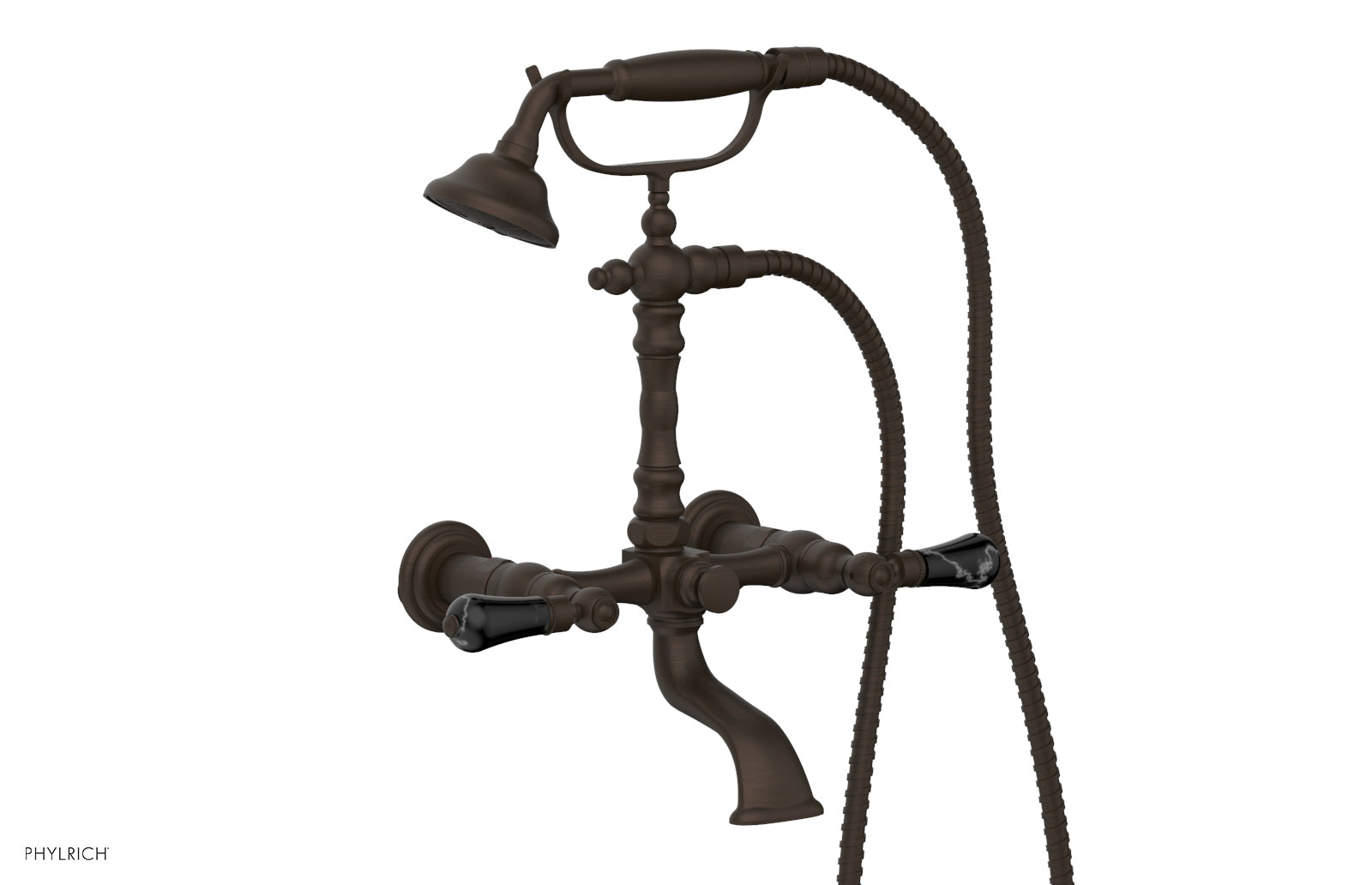 Phylrich REGENT Exposed Tub & Hand Shower - Frienze Black Onyx Handle by Phylrich