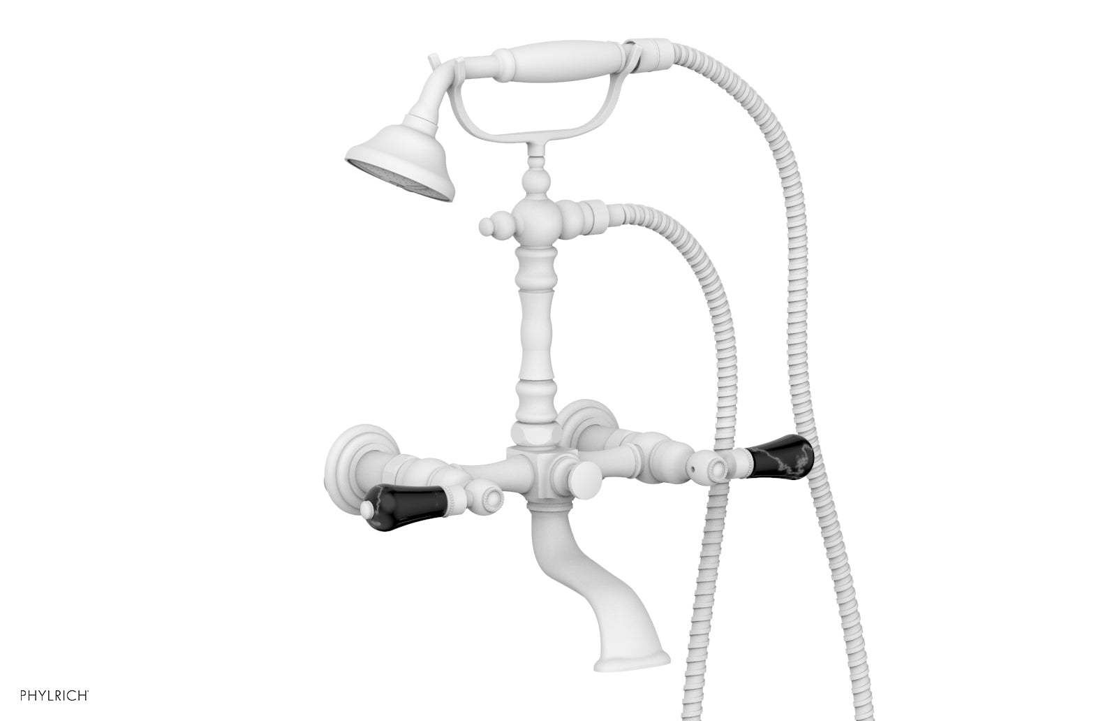 Phylrich REGENT Exposed Tub & Hand Shower - Frienze Black Onyx Handle