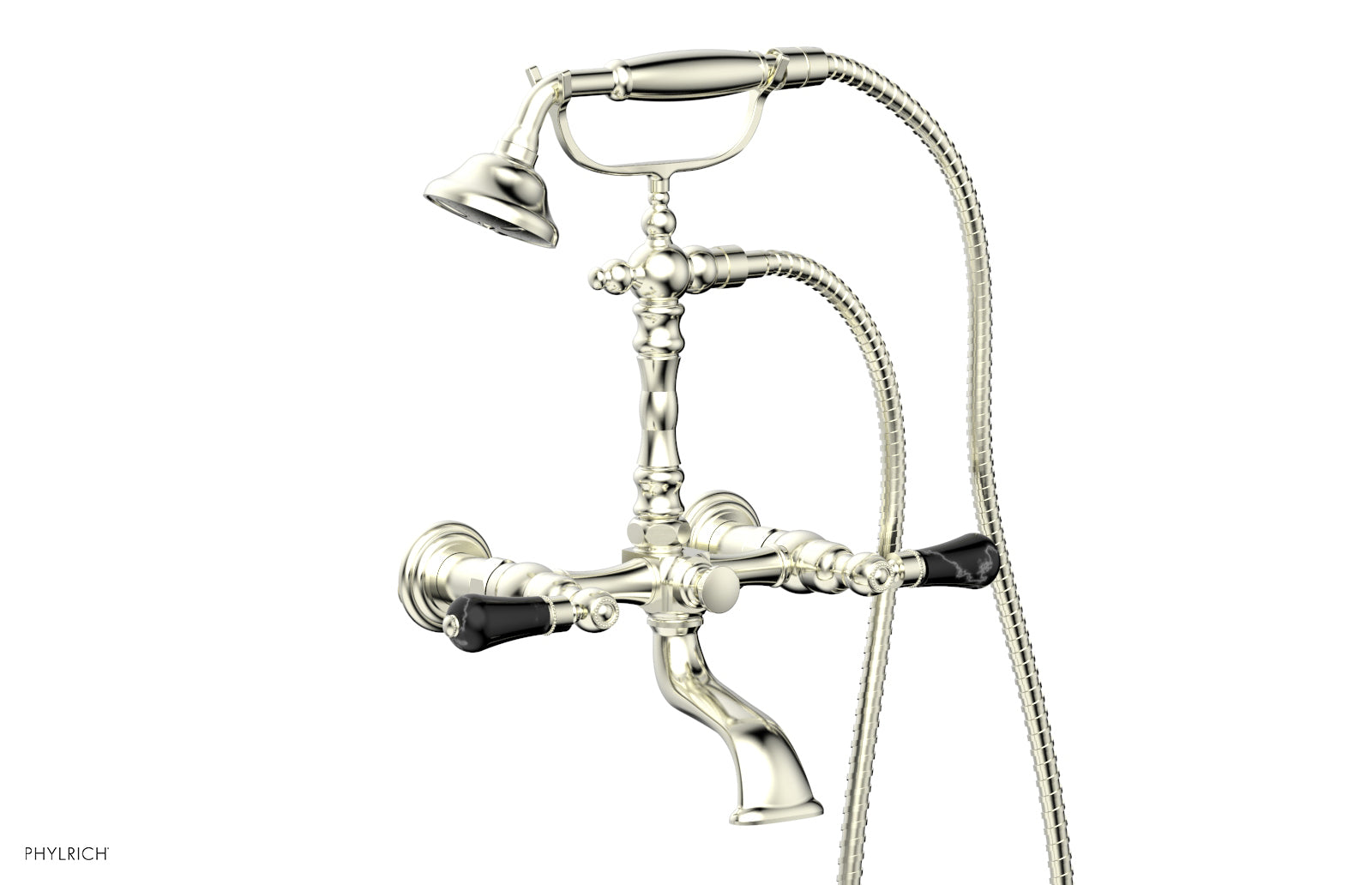 Phylrich REGENT Exposed Tub & Hand Shower - Frienze Black Onyx Handle by Phylrich