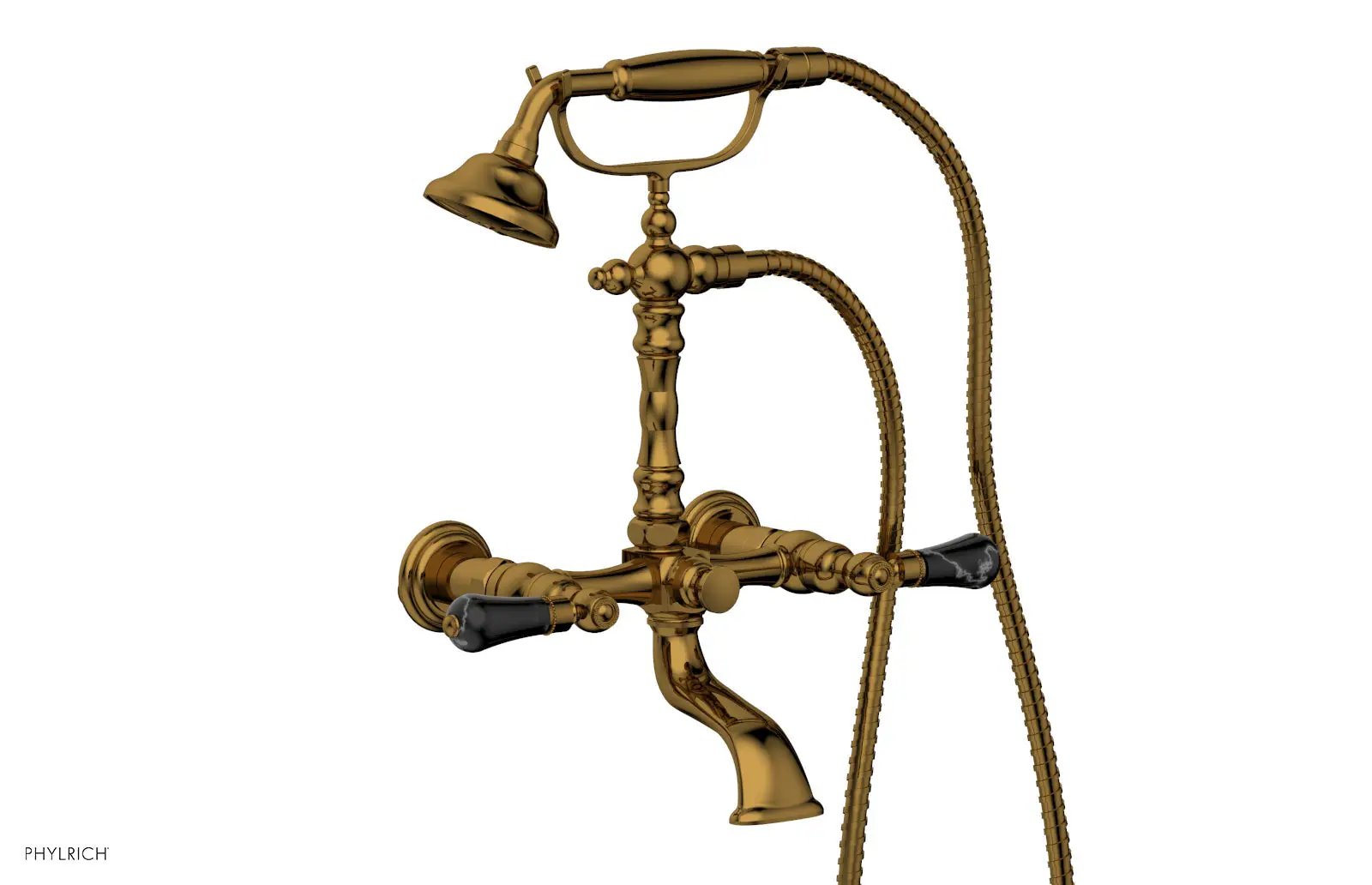 Phylrich REGENT Exposed Tub & Hand Shower - Frienze Black Onyx Handle by Phylrich