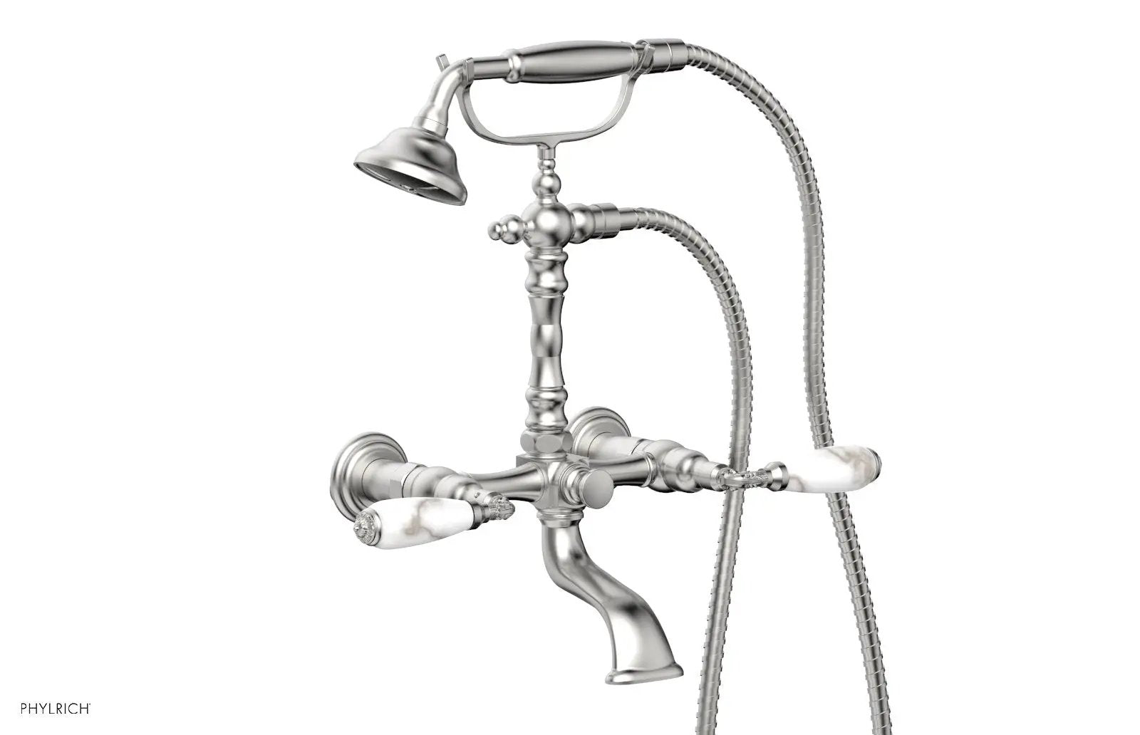 Phylrich VALENCIA Exposed Tub & Hand Shower - White Marble Lever Handle by Phylrich