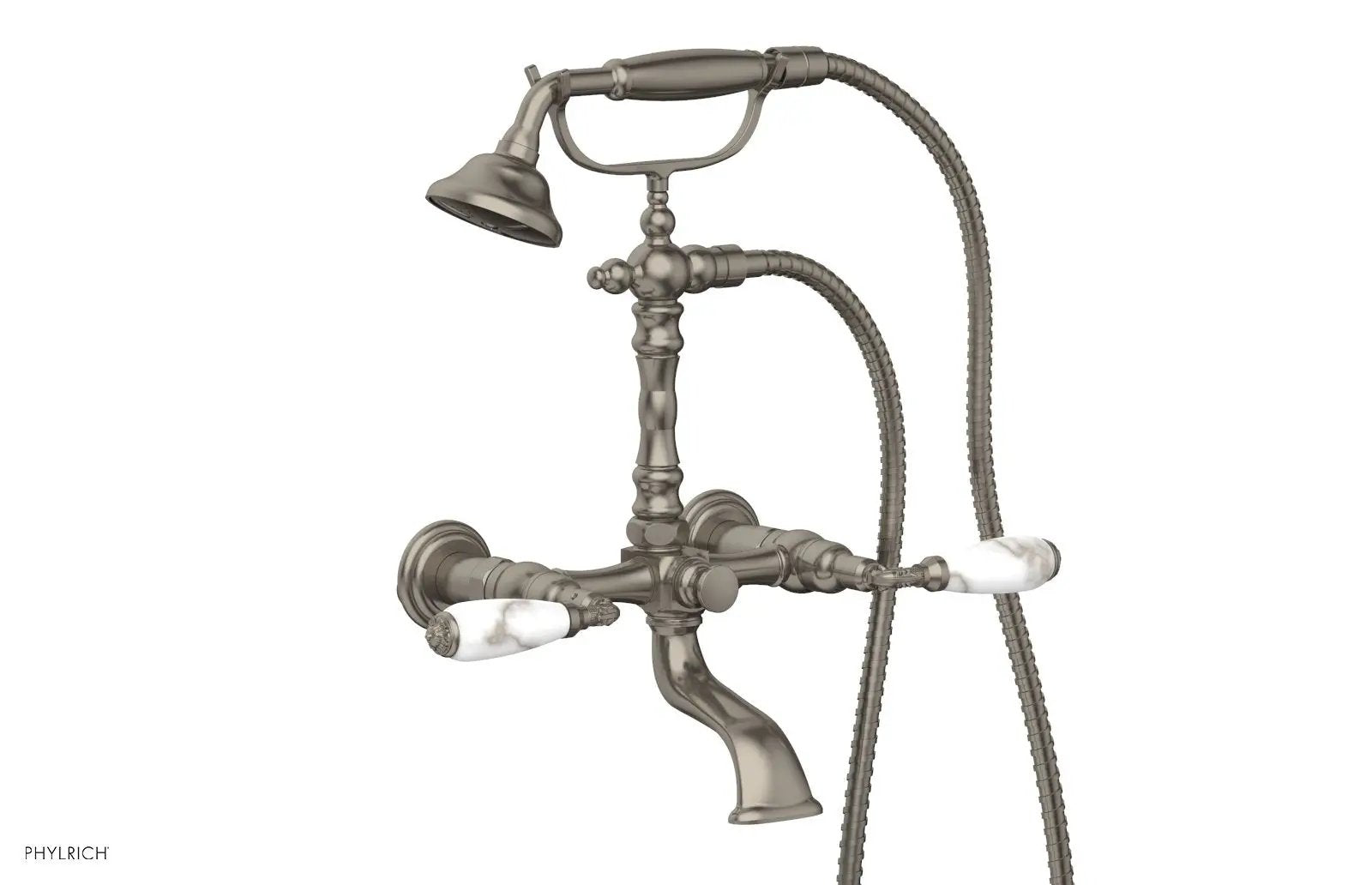 Phylrich VALENCIA Exposed Tub & Hand Shower - White Marble Lever Handle by Phylrich