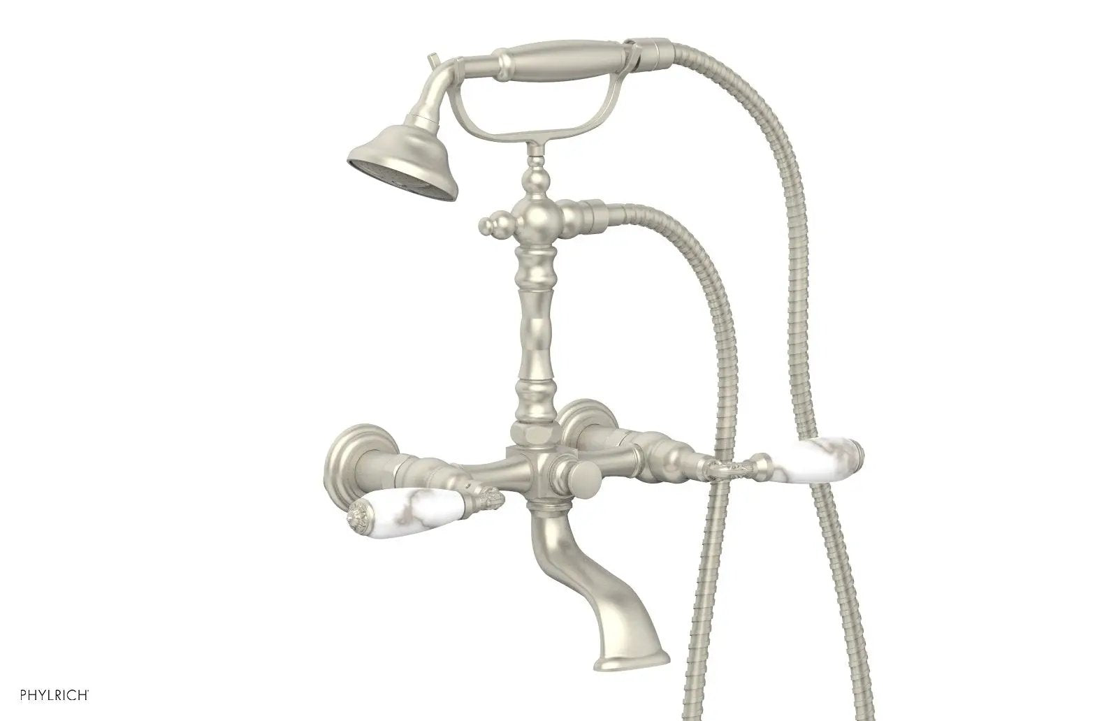 Phylrich VALENCIA Exposed Tub & Hand Shower - White Marble Lever Handle by Phylrich