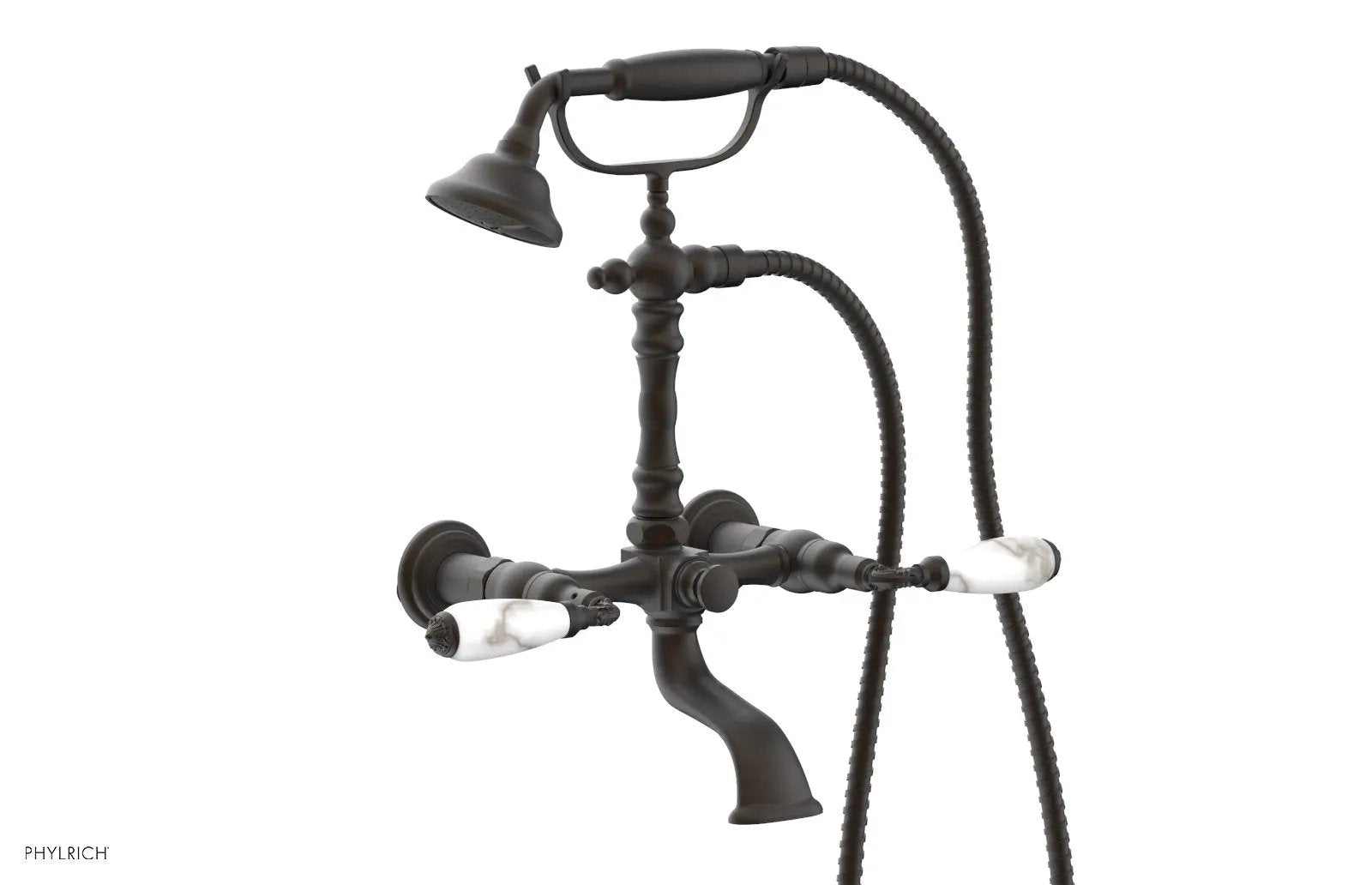 Phylrich VALENCIA Exposed Tub & Hand Shower - White Marble Lever Handle by Phylrich