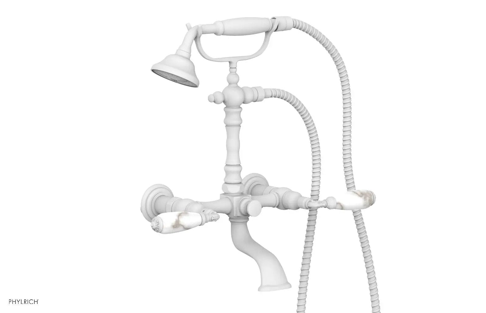 Phylrich VALENCIA Exposed Tub & Hand Shower - White Marble Lever Handle by Phylrich