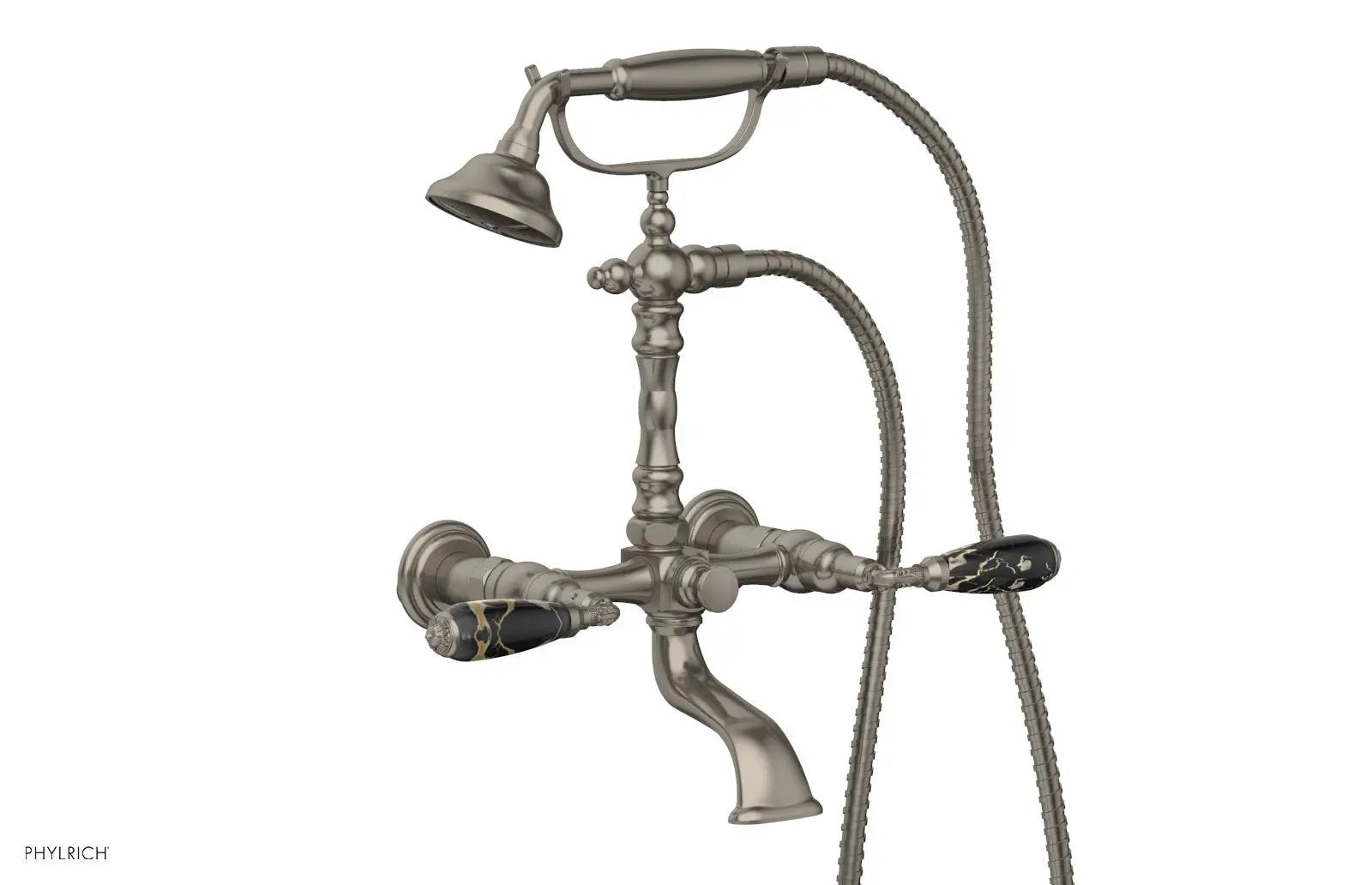 Phylrich VALENCIA Exposed Tub & Hand Shower - Black Marble Lever Handle by Phylrich