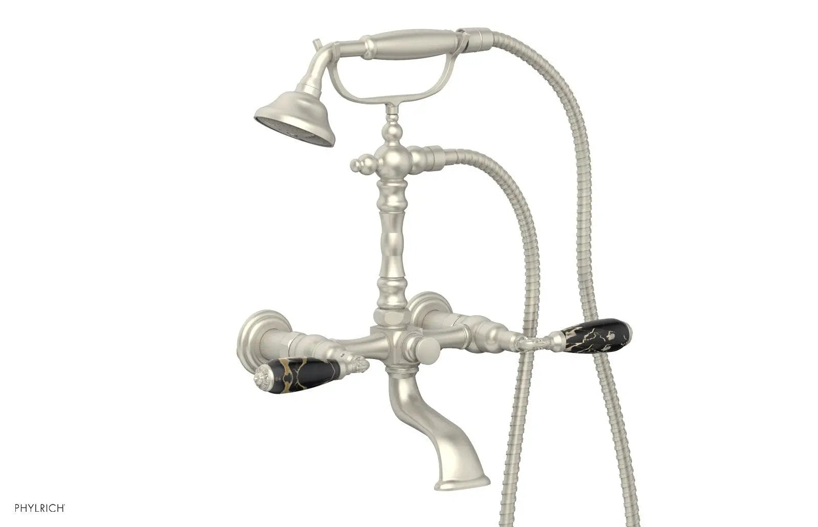 Phylrich VALENCIA Exposed Tub & Hand Shower - Black Marble Lever Handle by Phylrich