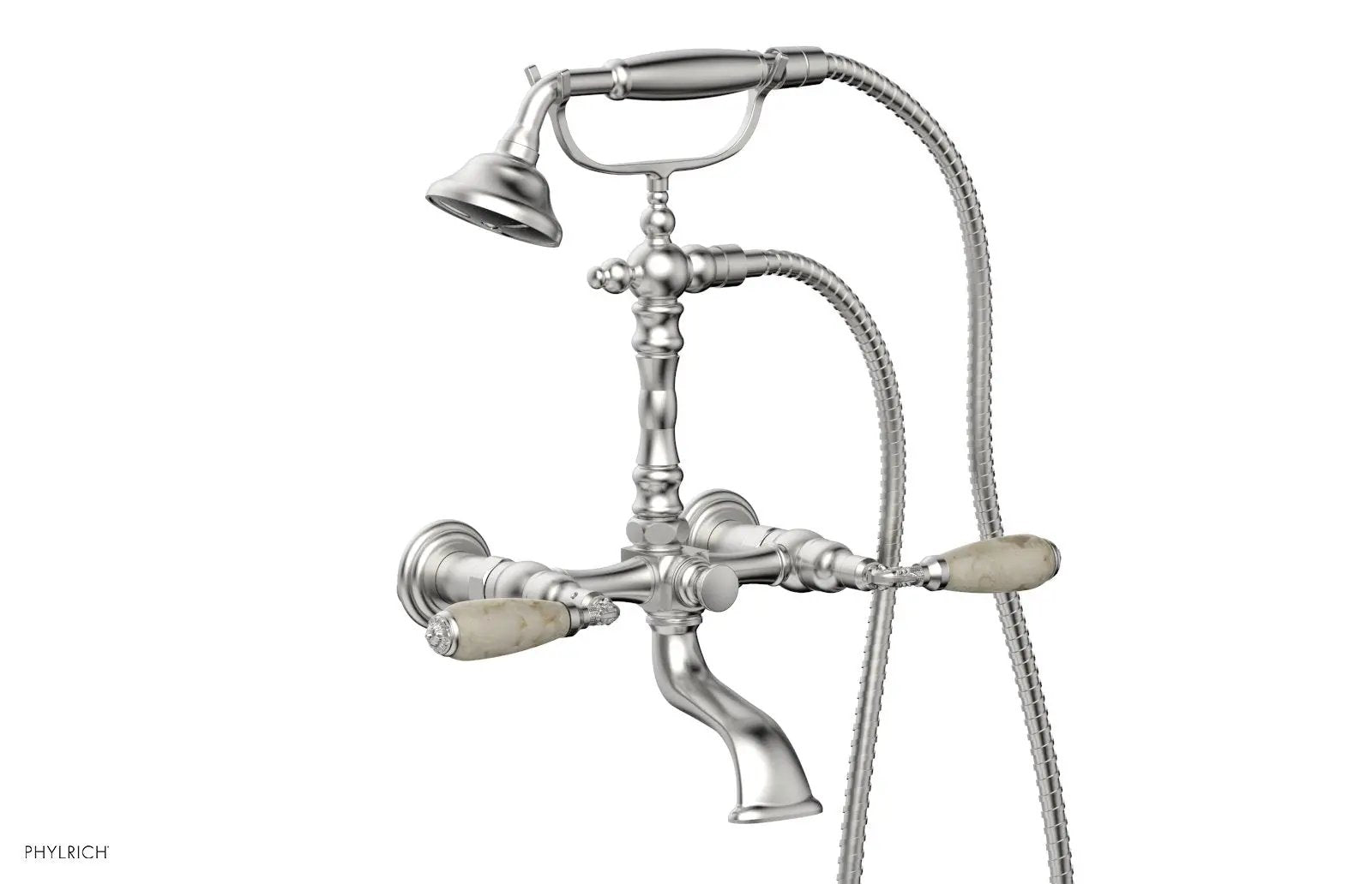 Phylrich VALENCIA Exposed Tub & Hand Shower - Beige Marble Lever Handle by Phylrich