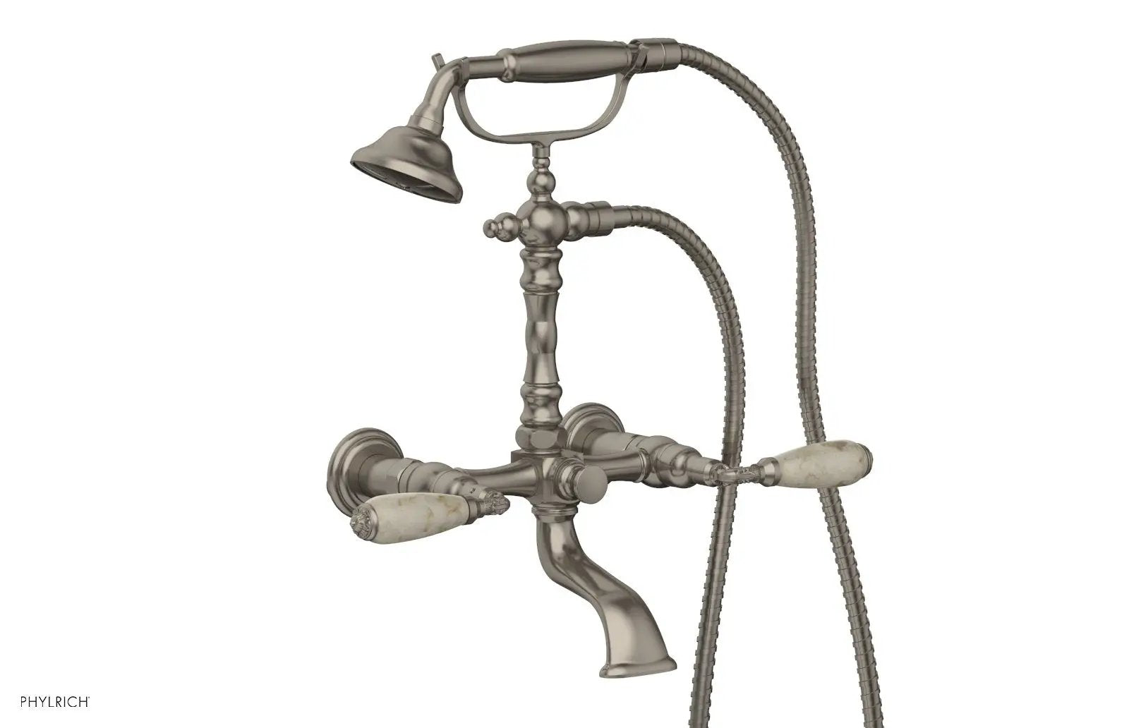 Phylrich VALENCIA Exposed Tub & Hand Shower - Beige Marble Lever Handle by Phylrich