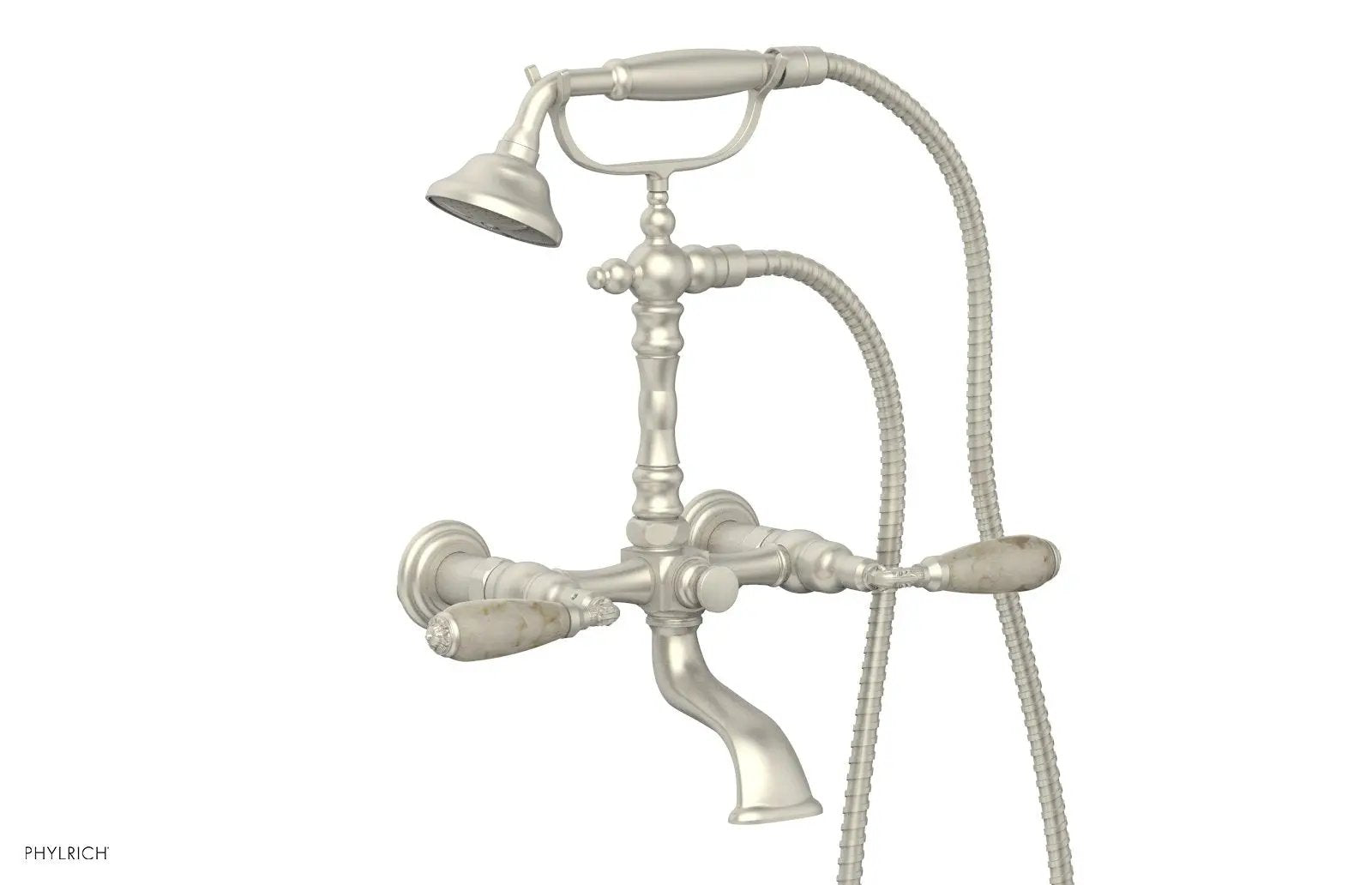 Phylrich VALENCIA Exposed Tub & Hand Shower - Beige Marble Lever Handle by Phylrich