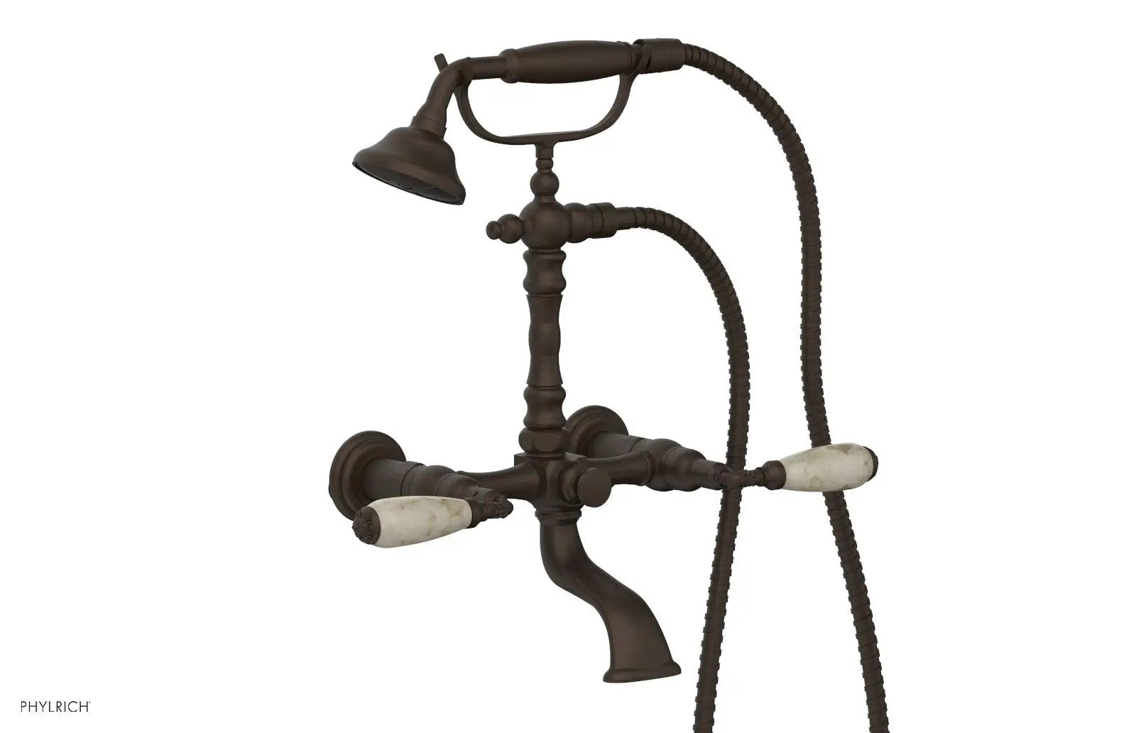 Phylrich VALENCIA Exposed Tub & Hand Shower - Beige Marble Lever Handle by Phylrich