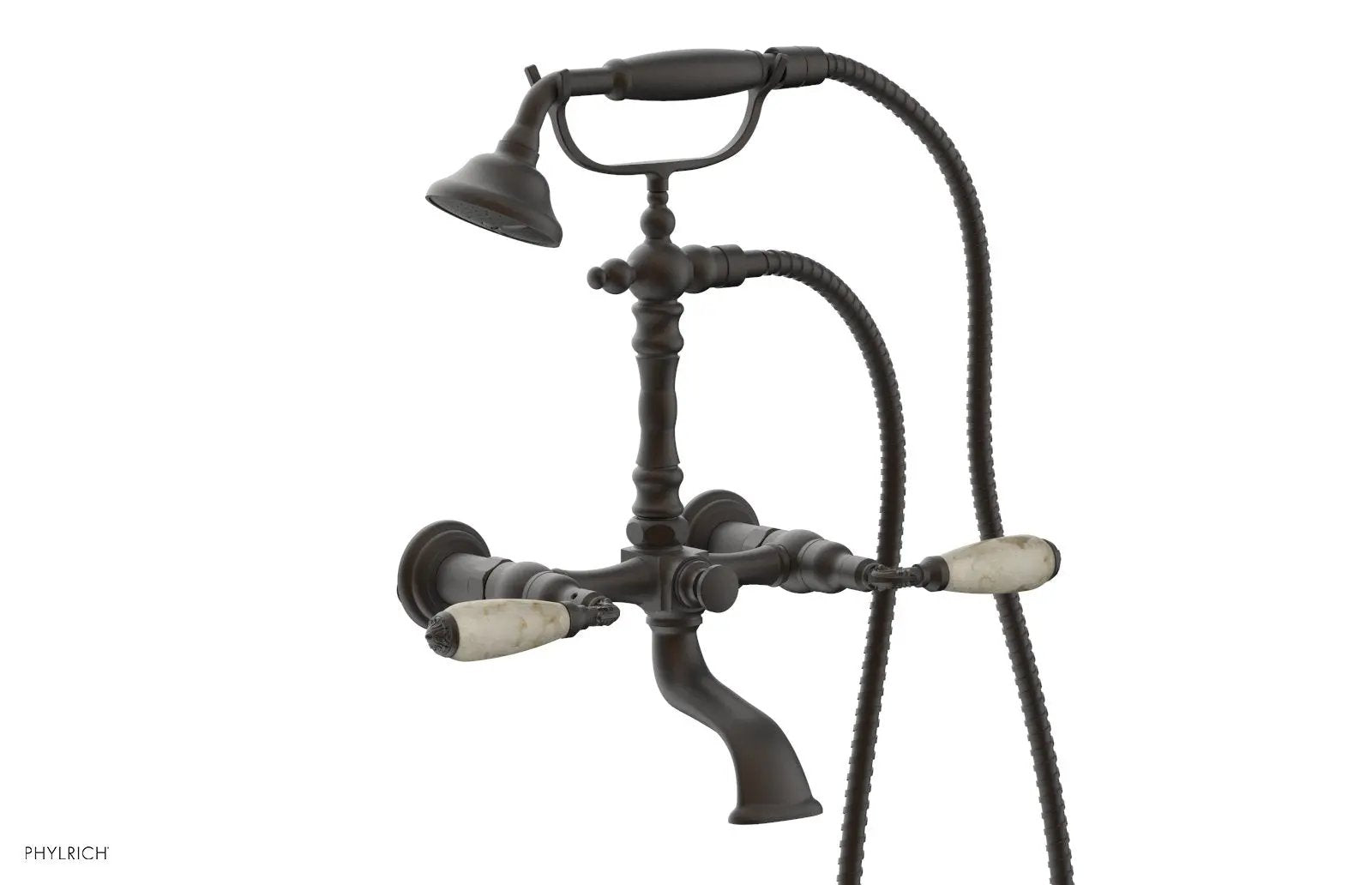 Phylrich VALENCIA Exposed Tub & Hand Shower - Beige Marble Lever Handle by Phylrich