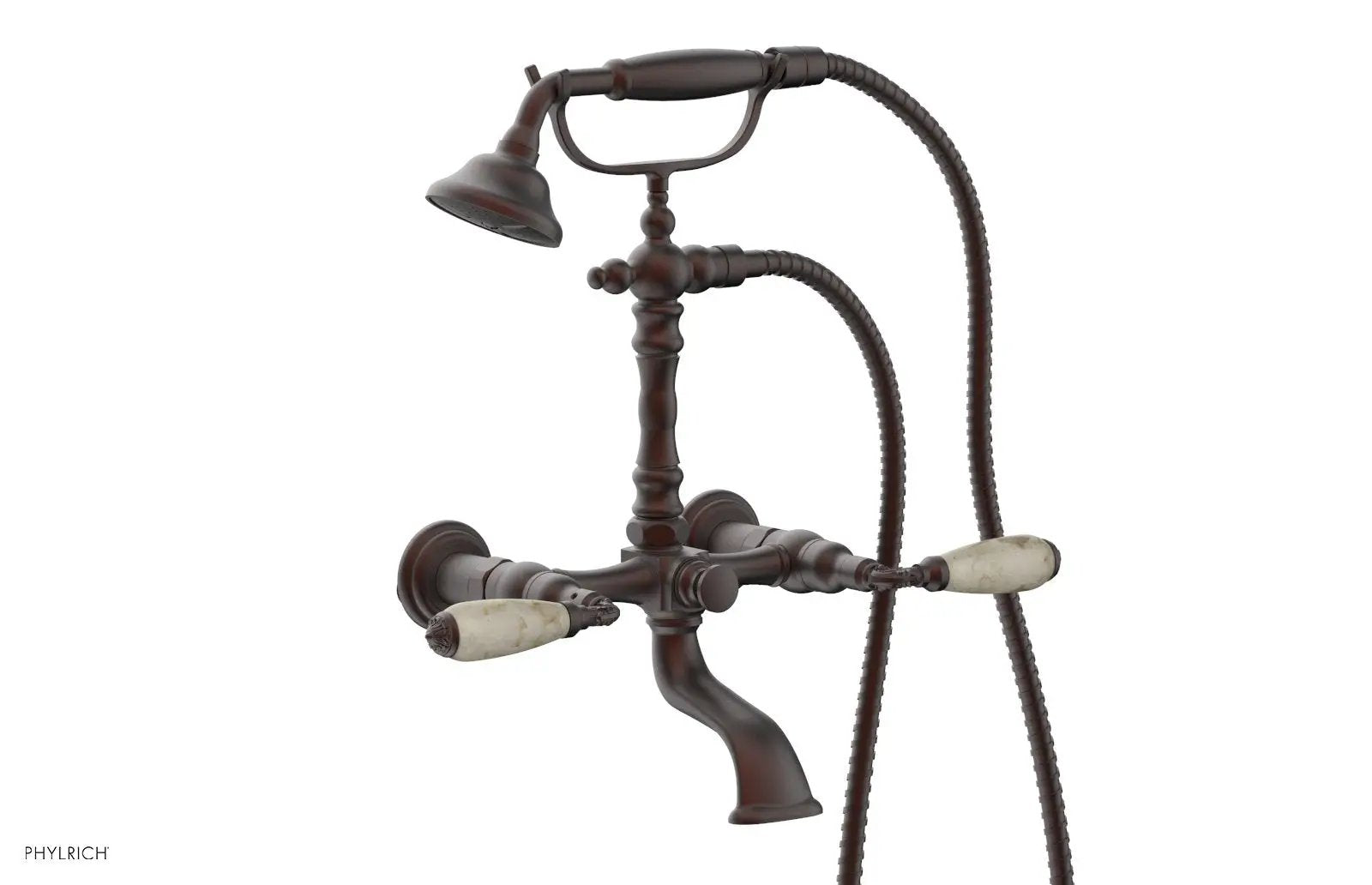 Phylrich VALENCIA Exposed Tub & Hand Shower - Beige Marble Lever Handle by Phylrich