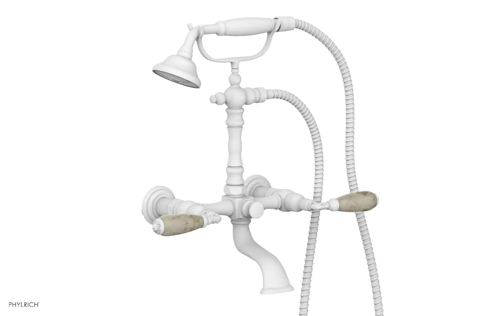 Phylrich VALENCIA Exposed Tub & Hand Shower - Beige Marble Lever Handle by Phylrich