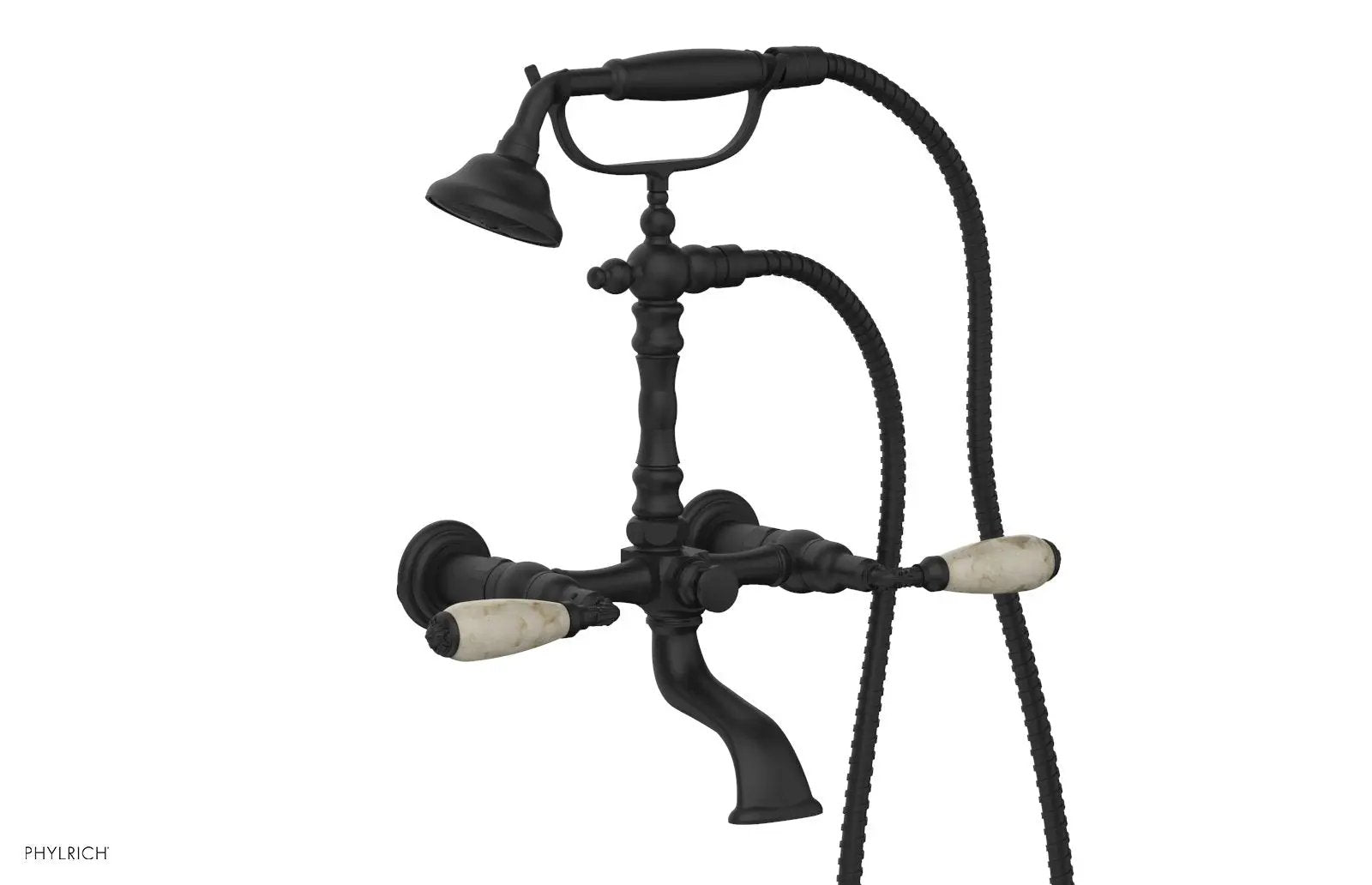 Phylrich VALENCIA Exposed Tub & Hand Shower - Beige Marble Lever Handle by Phylrich
