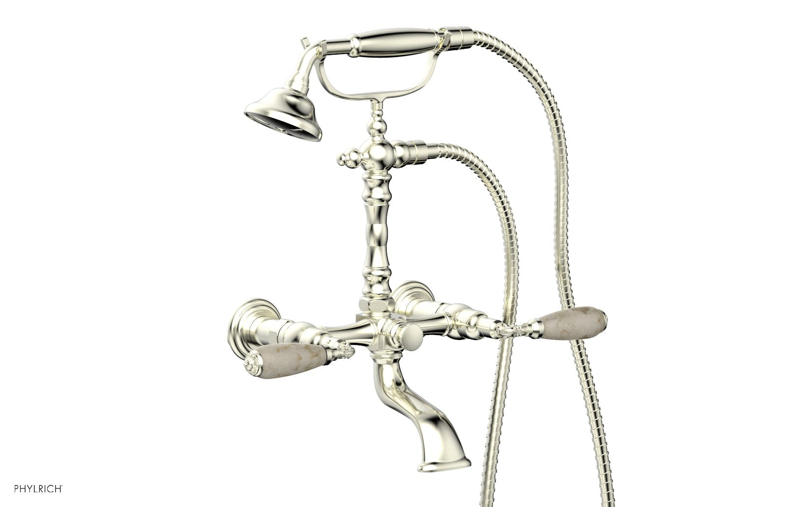 Phylrich VALENCIA Exposed Tub & Hand Shower - Beige Marble Lever Handle