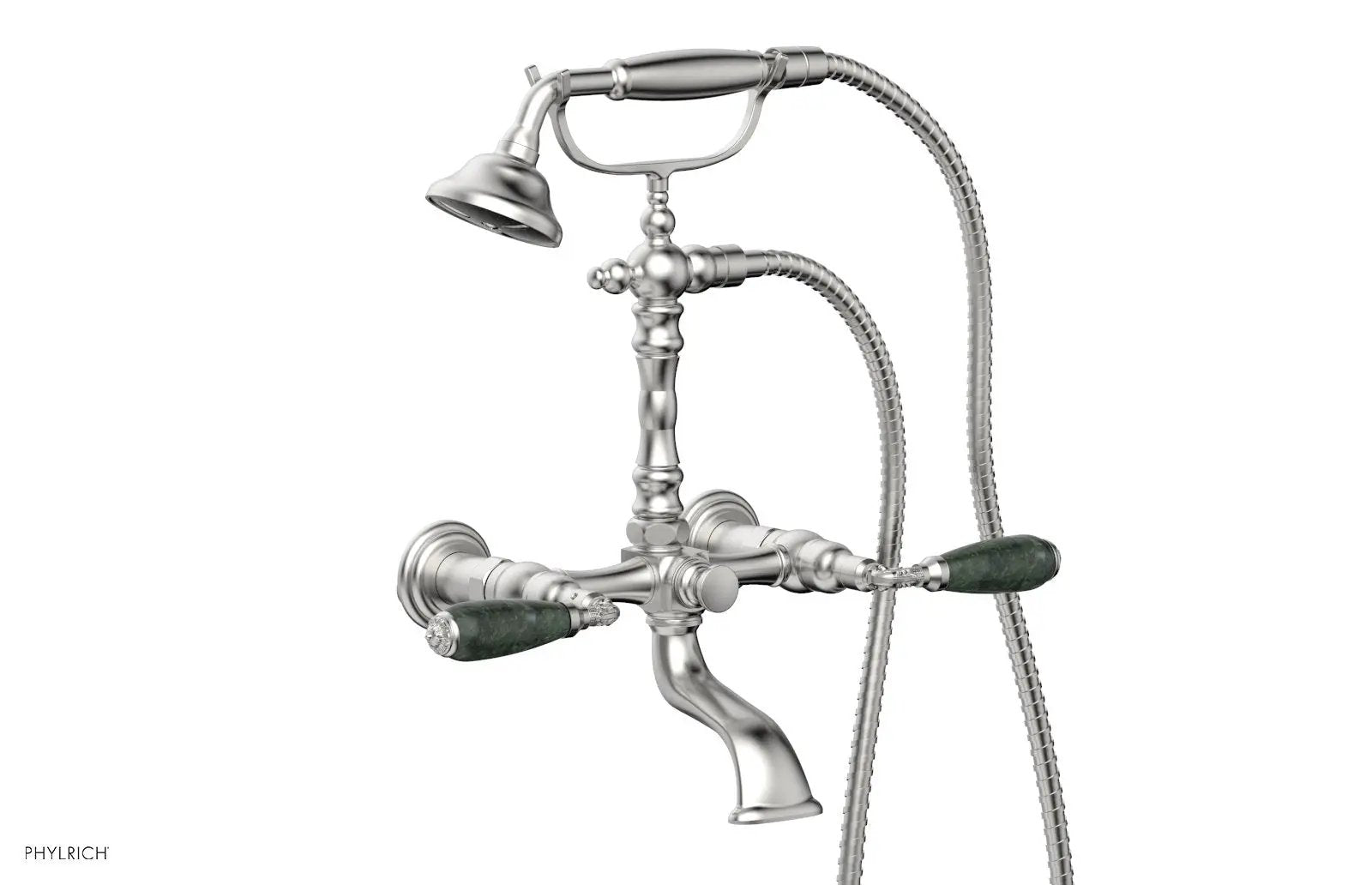 Phylrich VALENCIA Exposed Tub & Hand Shower - Green Marble Lever Handle by Phylrich