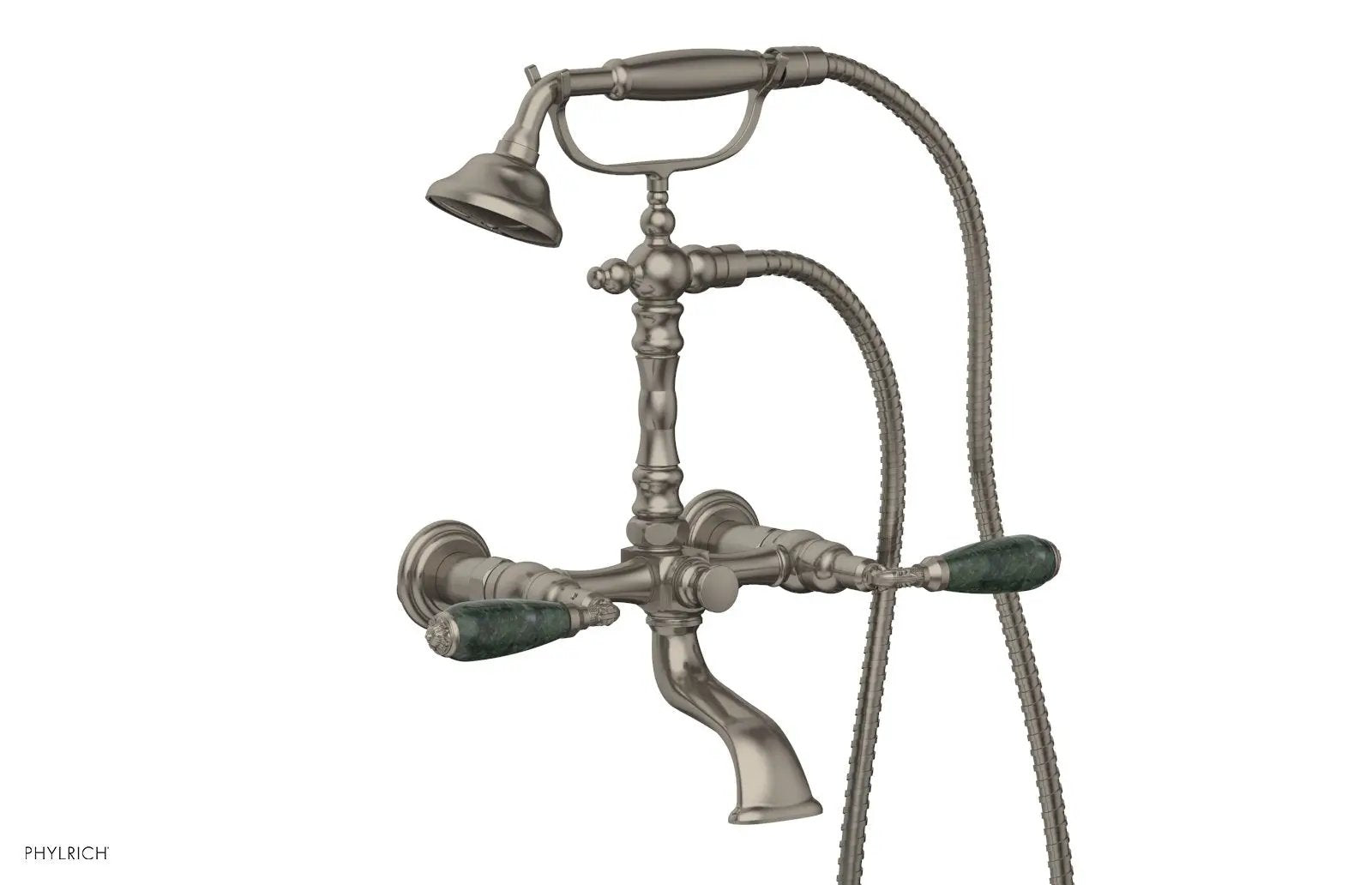 Phylrich VALENCIA Exposed Tub & Hand Shower - Green Marble Lever Handle by Phylrich