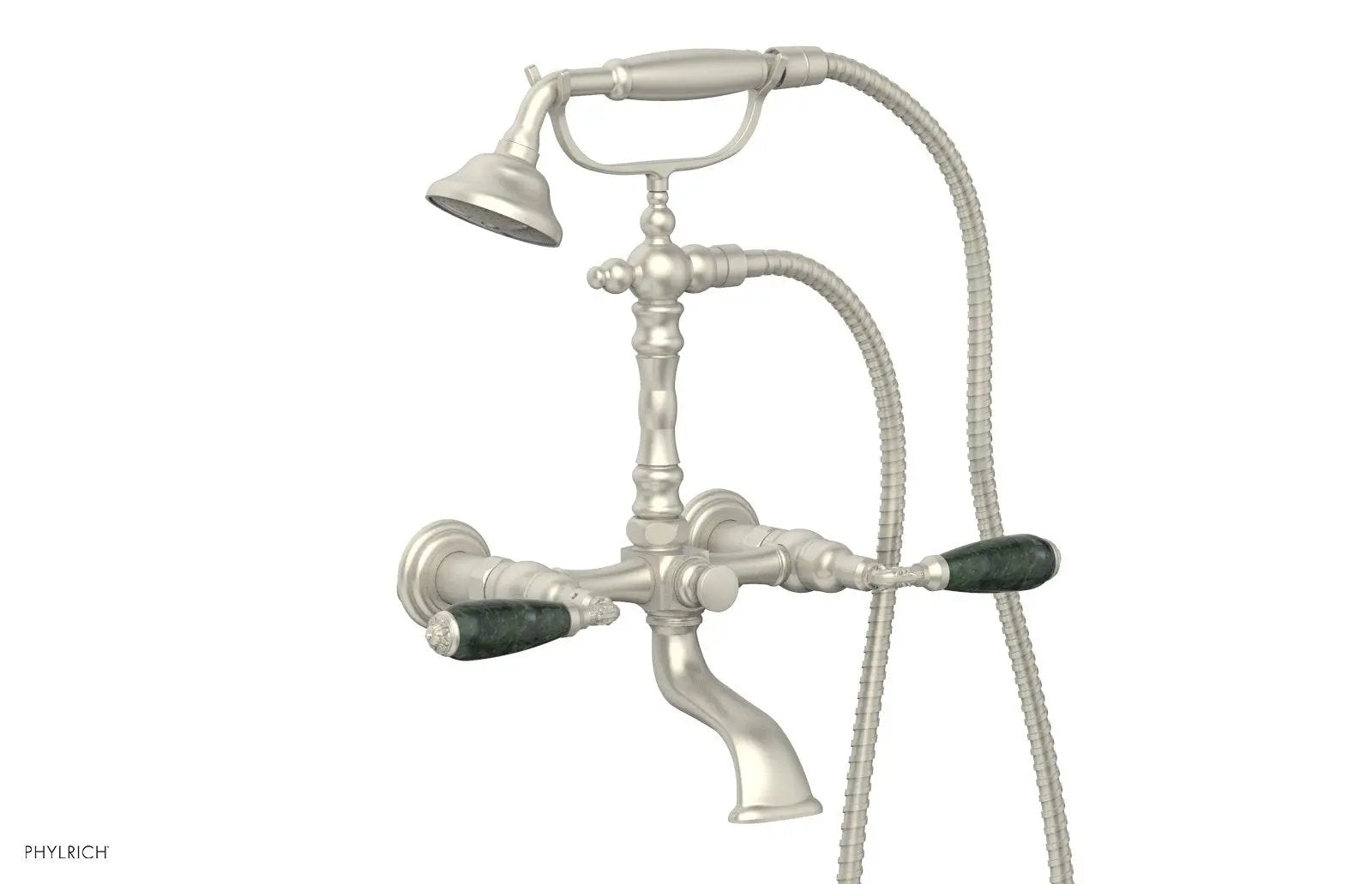 Phylrich VALENCIA Exposed Tub & Hand Shower - Green Marble Lever Handle by Phylrich