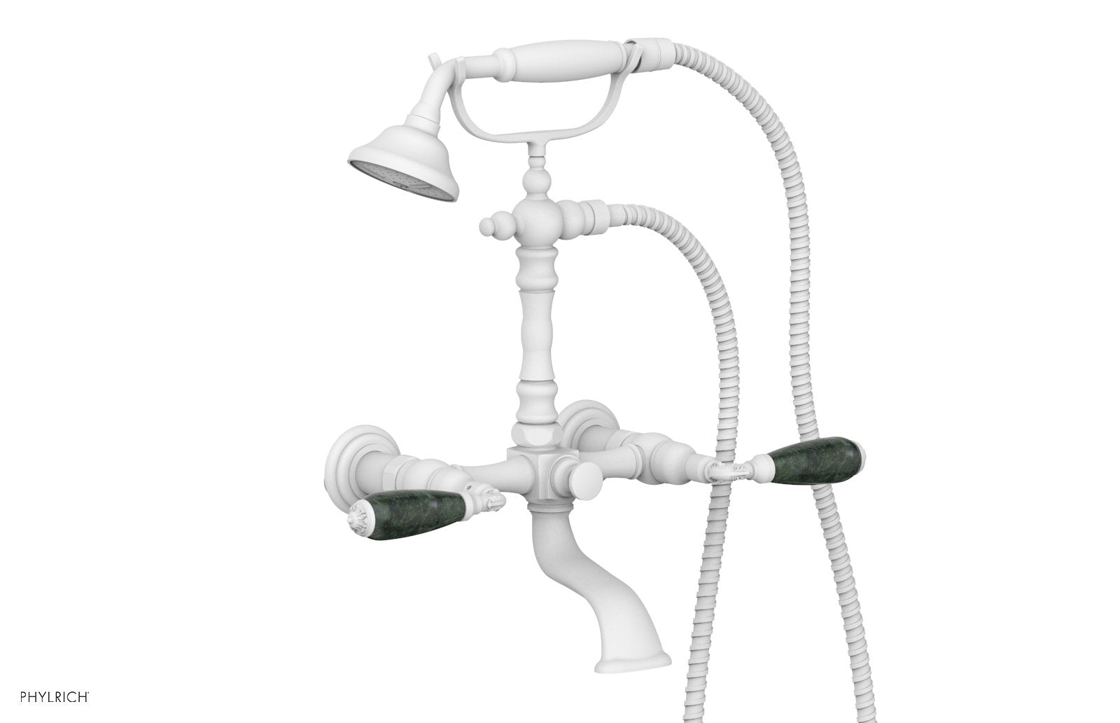 Phylrich VALENCIA Exposed Tub & Hand Shower - Green Marble Lever Handle