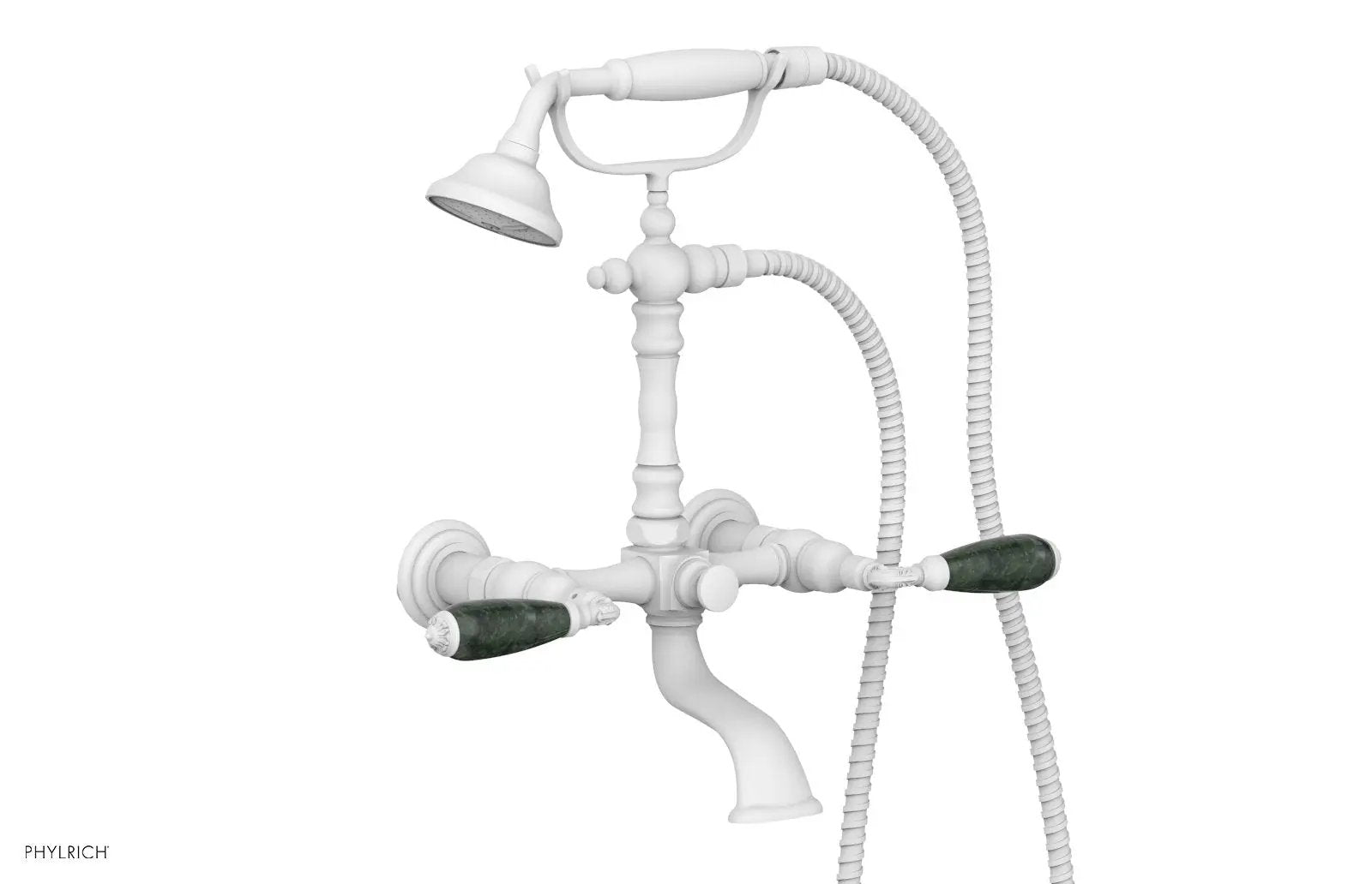 Phylrich VALENCIA Exposed Tub & Hand Shower - Green Marble Lever Handle by Phylrich
