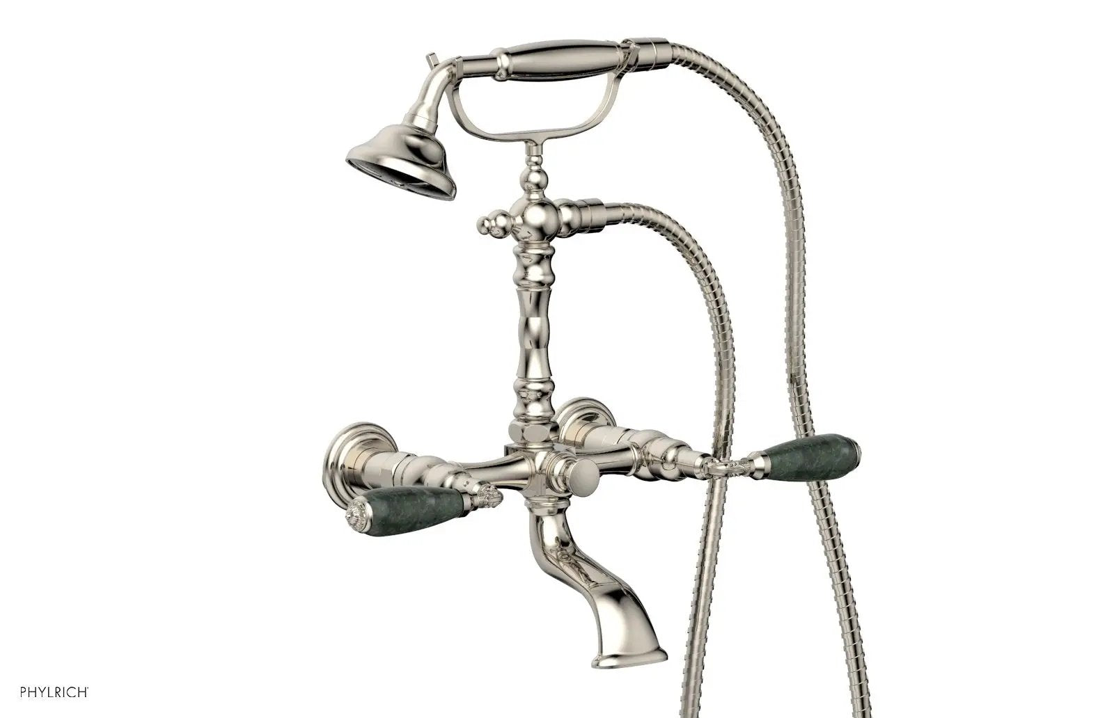 Phylrich VALENCIA Exposed Tub & Hand Shower - Green Marble Lever Handle by Phylrich