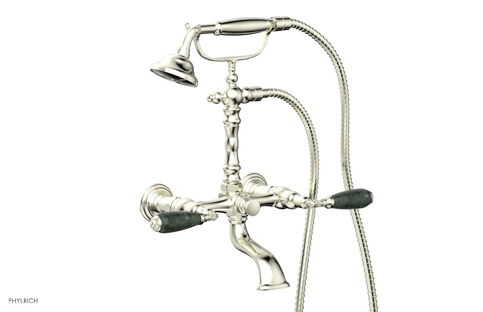 Phylrich VALENCIA Exposed Tub & Hand Shower - Green Marble Lever Handle by Phylrich
