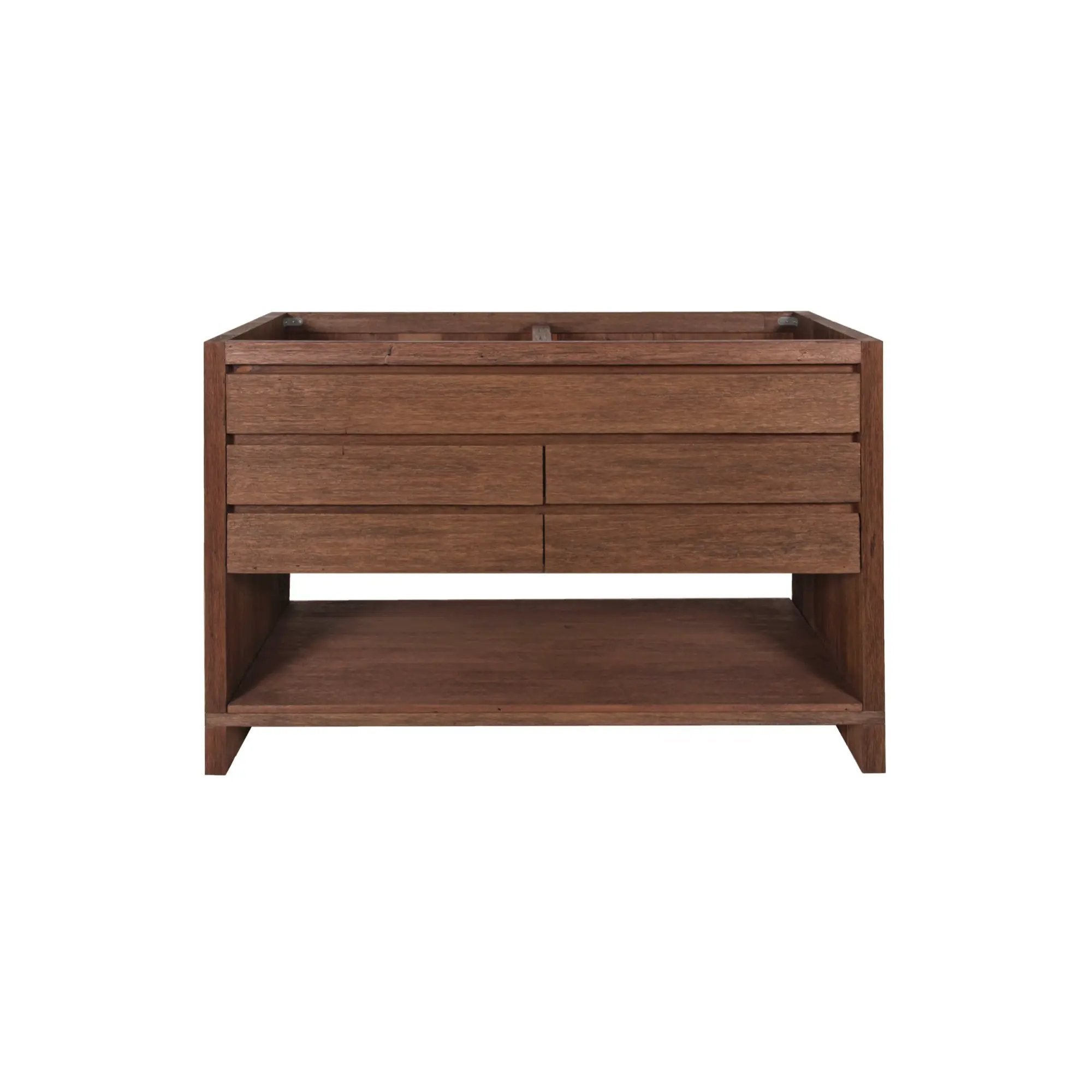 brown reclaimed wood vanity base