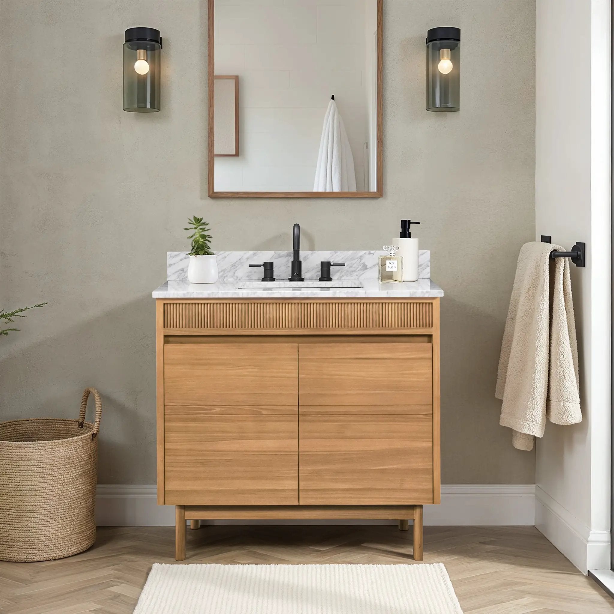 natural teak vanity base