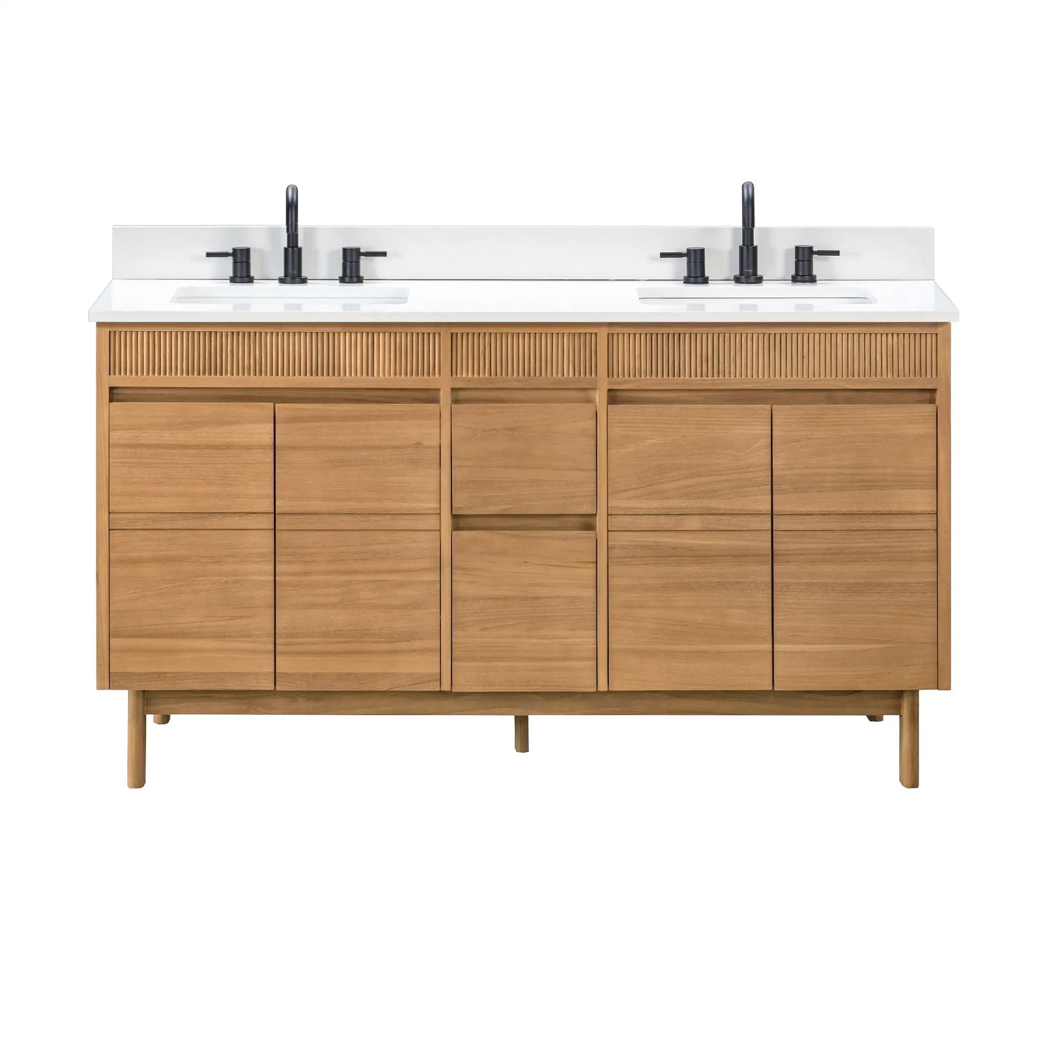 Avanity Kayla 61 in. Double Sink Bathroom Vanity Set in Natural Teak by Avanity