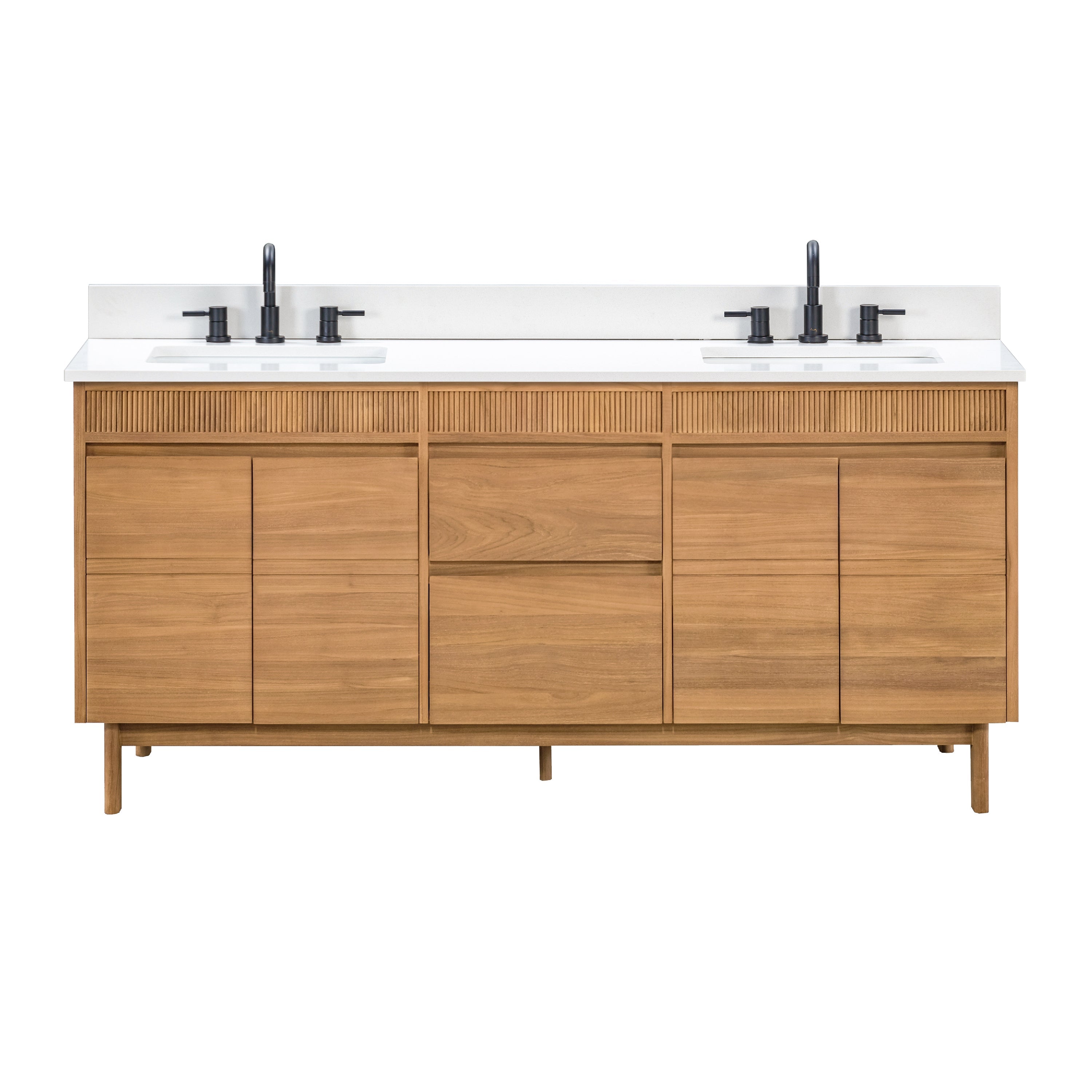 Avanity Kayla 73 in. Double Sink Bathroom Vanity Set in Natural Teak