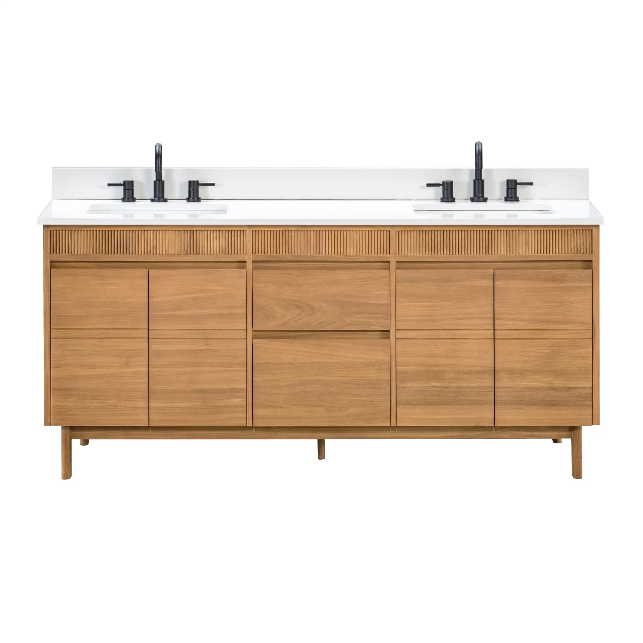 Avanity Kayla 73 in. Double Sink Bathroom Vanity Set in Natural Teak by Avanity
