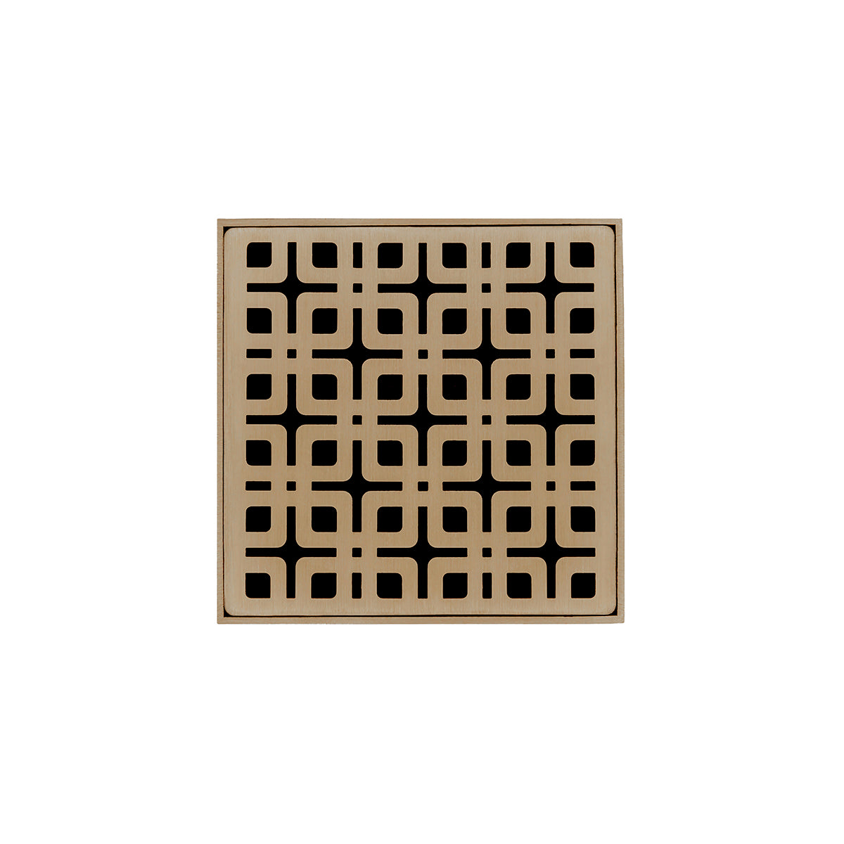 Infinity Drain 4" x 4" KD 4 Complete Kit with Link Pattern Decorative Plate with ABS Drain Body, 2" Outlet