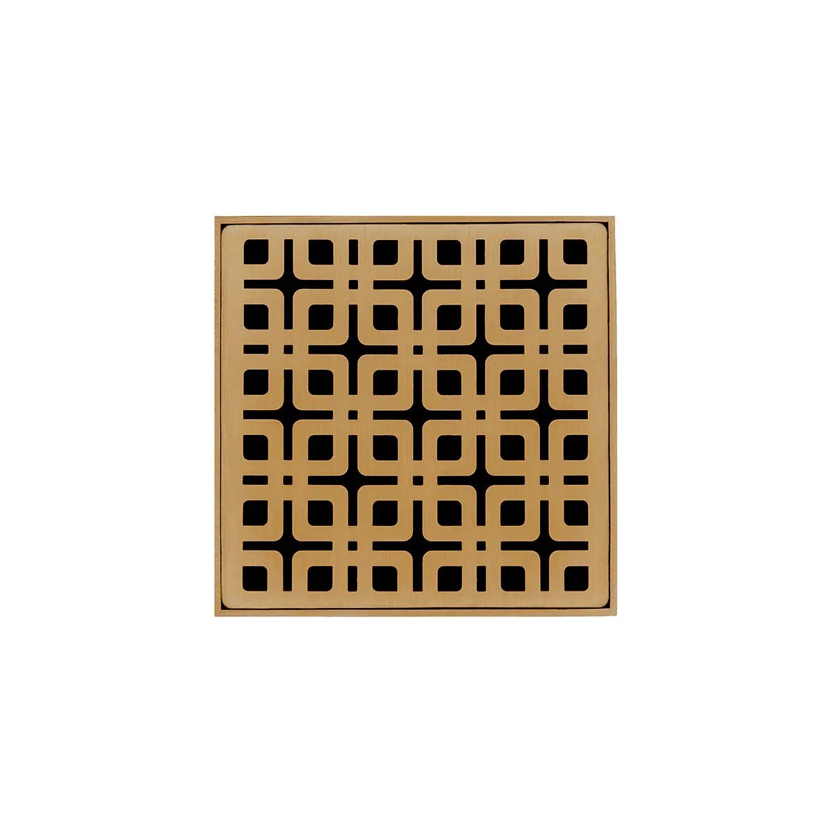 Infinity Drain 4" x 4" KD 4 Complete Kit with Link Pattern Decorative Plate with Cast Iron Drain Body, 2" Outlet by Infinity Drain