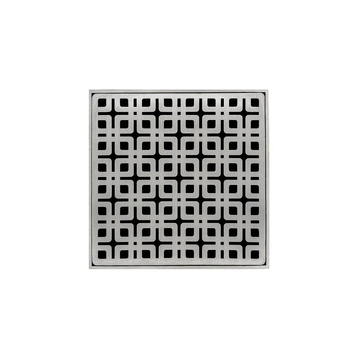 Infinity Drain 5" x 5" KD 5 Complete Kit with Link Pattern Decorative Plate with Cast Iron Drain Body, 2" Outlet by Infinity Drain