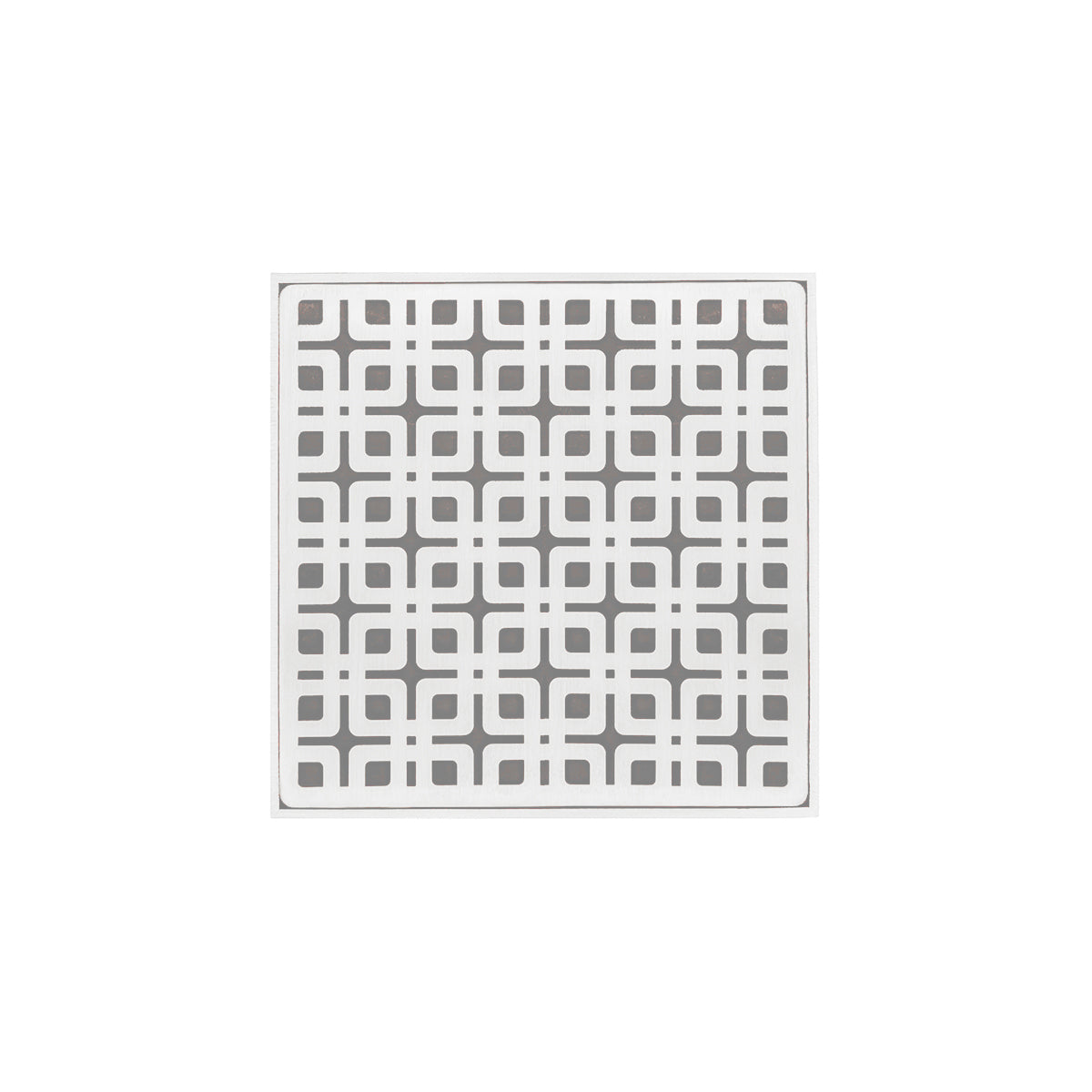 Infinity Drain 5" x 5" KD 5 High Flow Complete Kit with Link Pattern Decorative Plate with Cast Iron Drain Body, 3" No-Hub Outlet